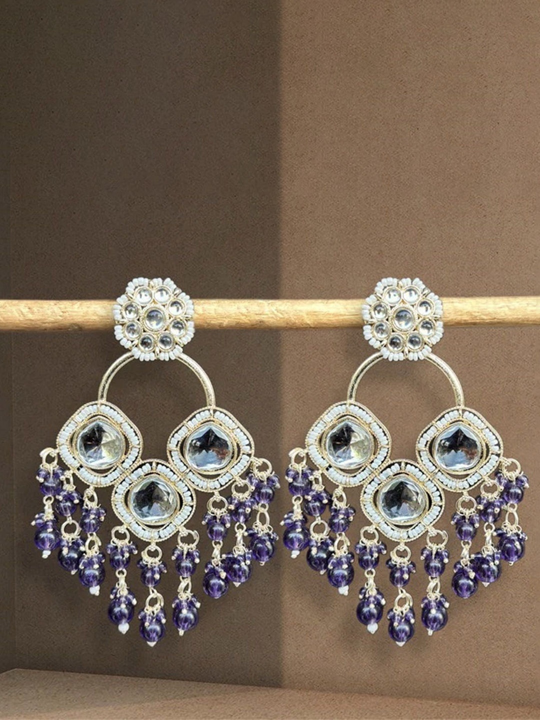 

TANLOOMS Contemporary Chandbalis Earrings, Purple