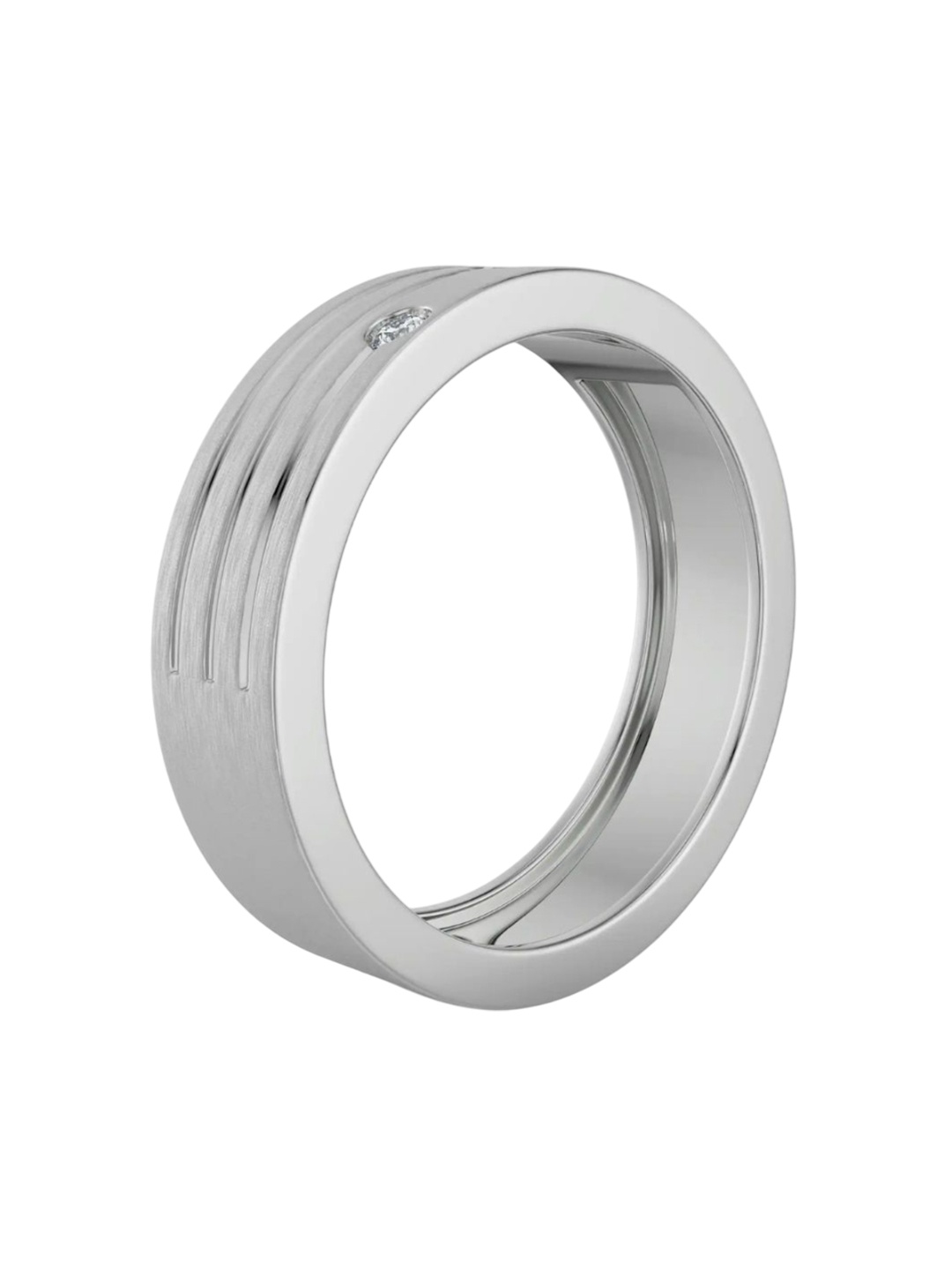 

Emori Tri Diamond Band for Men, Silver