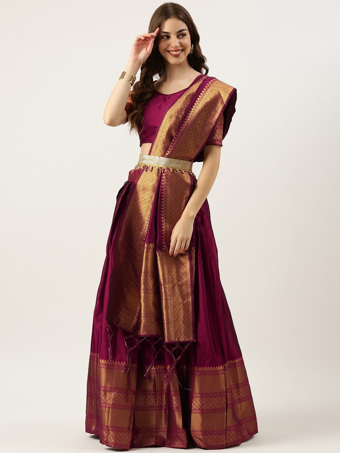

Payu Semi-Stitched Lehenga & Unstitched Blouse With Dupatta, Purple