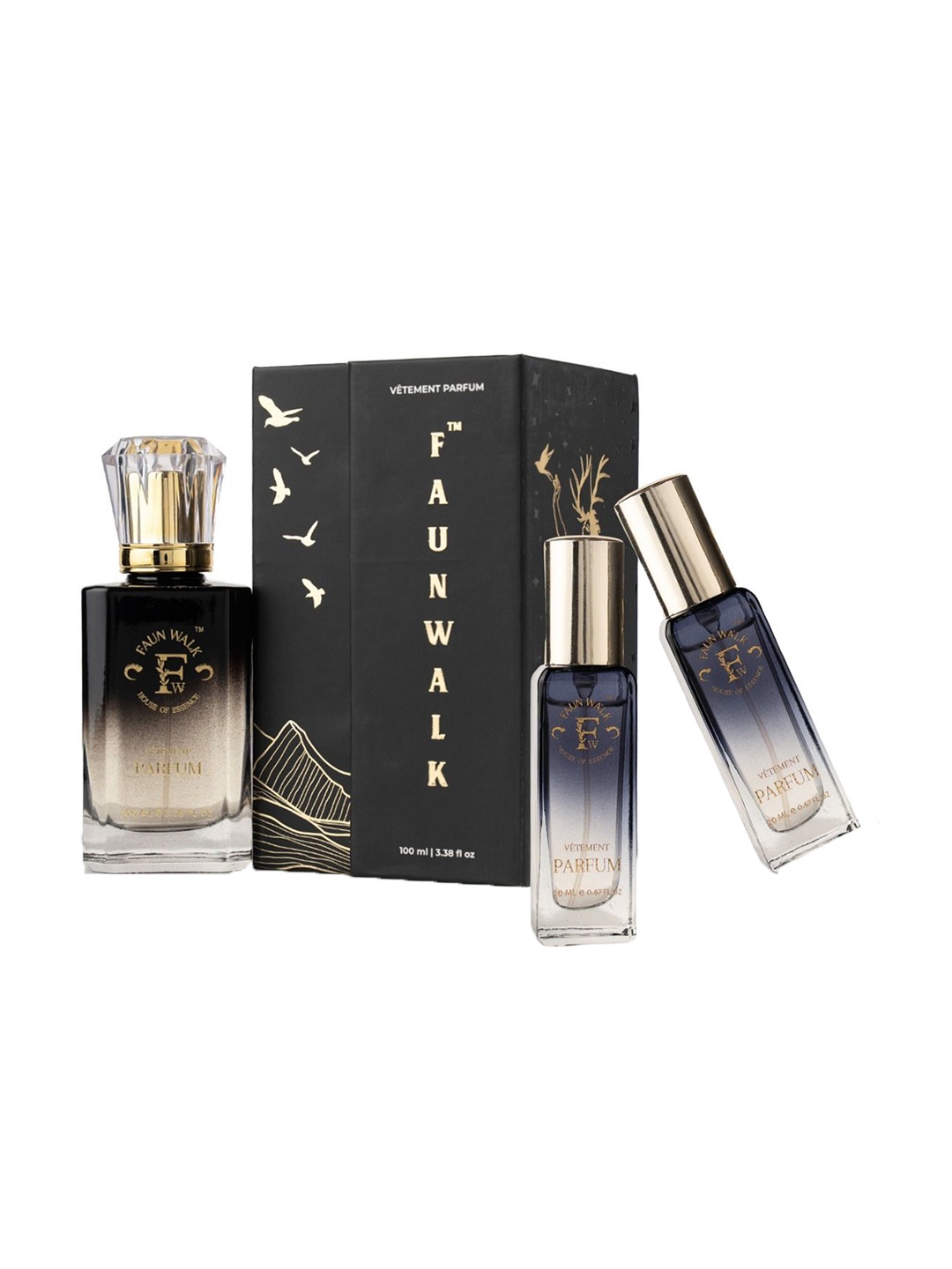 

FAUNWALK Men Set Of 3 Luxe Ombre Long Lasting Eau De Parfum- 100 ml & 20 ml Each, Red