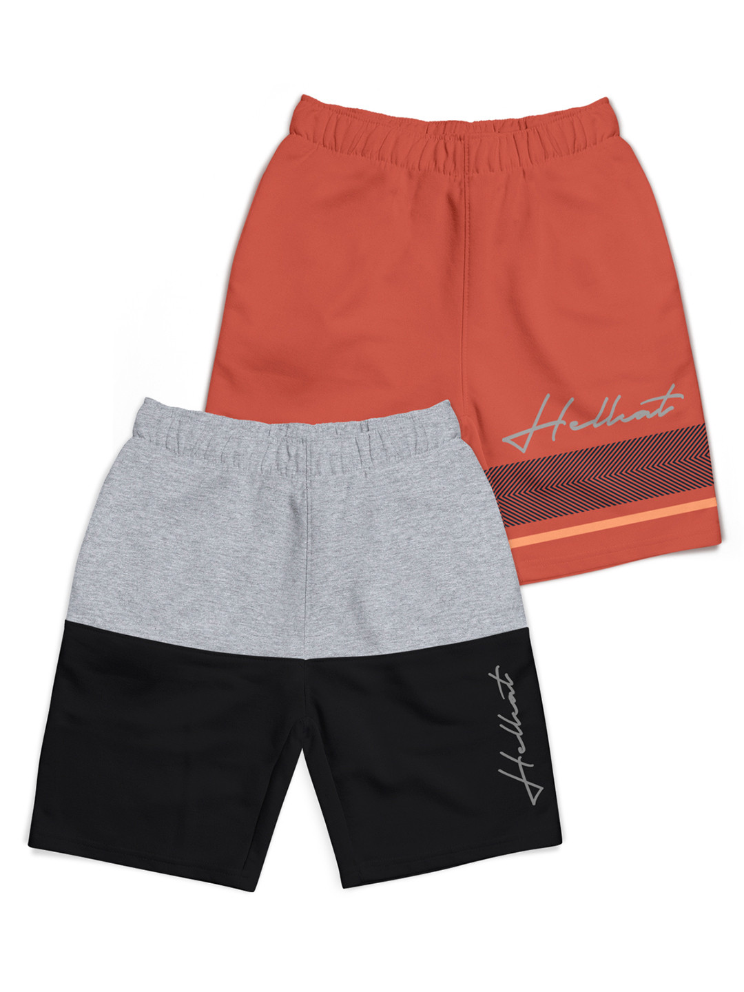 

HELLCAT Boys Typography Printed Shorts, Orange