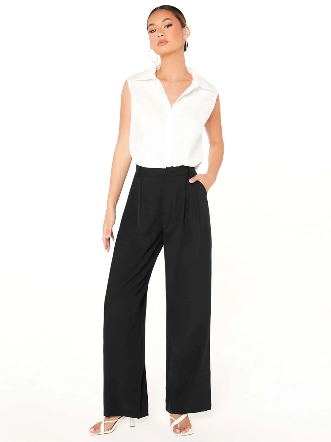 

Chemistry Women Relaxed Straight Leg High-Rise Trousers, Black