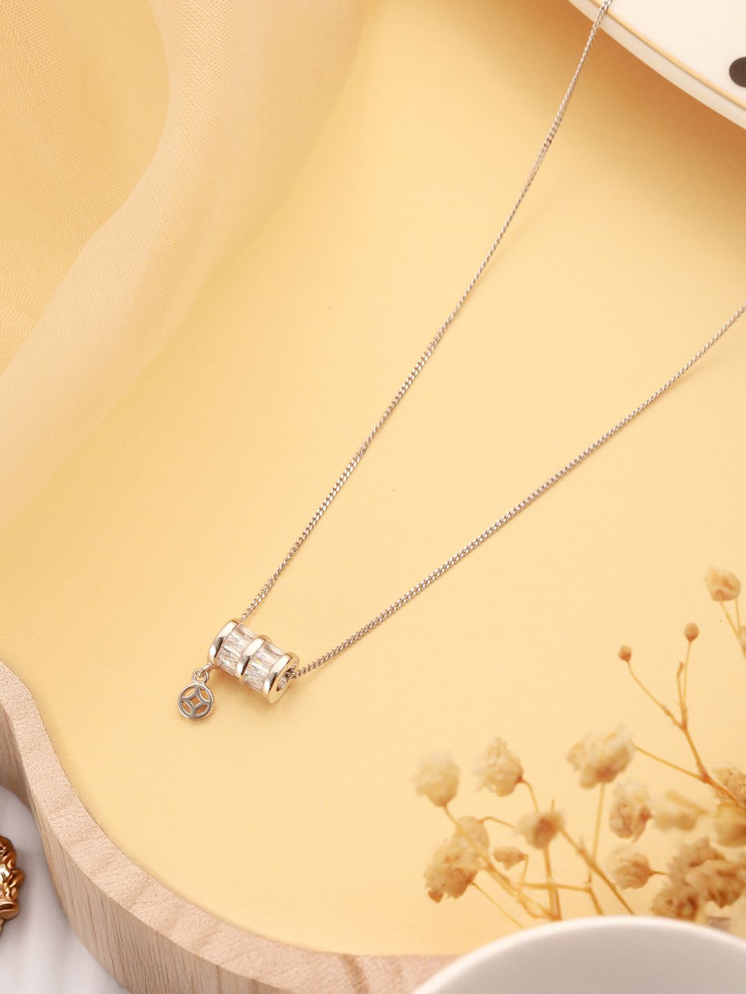 

SARAF SILVERETZ 925 Sterling Silver Rhodium-Plated Pendant & Chain