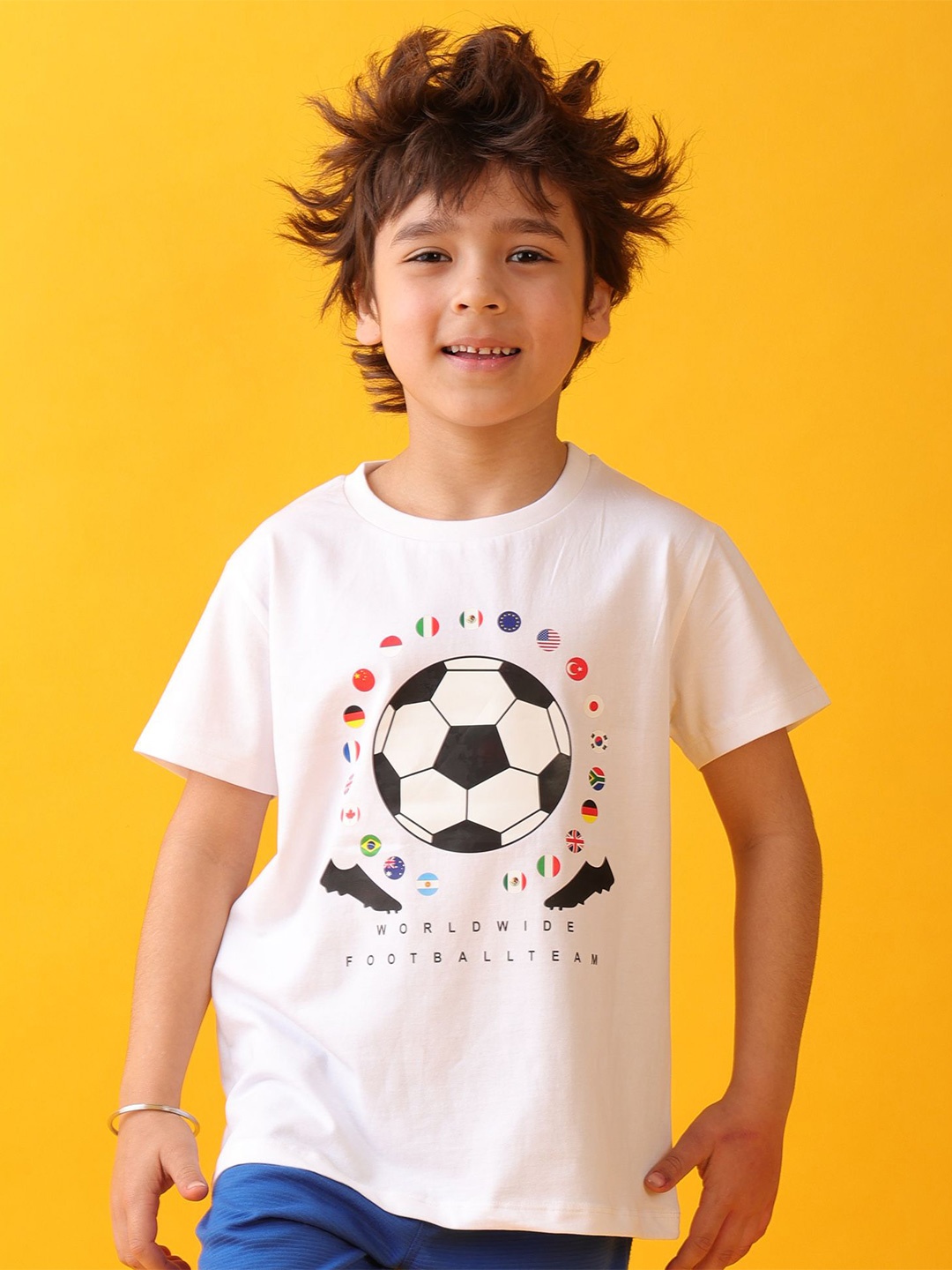 

Anthrilo Boys Printed Pockets T-shirt, White