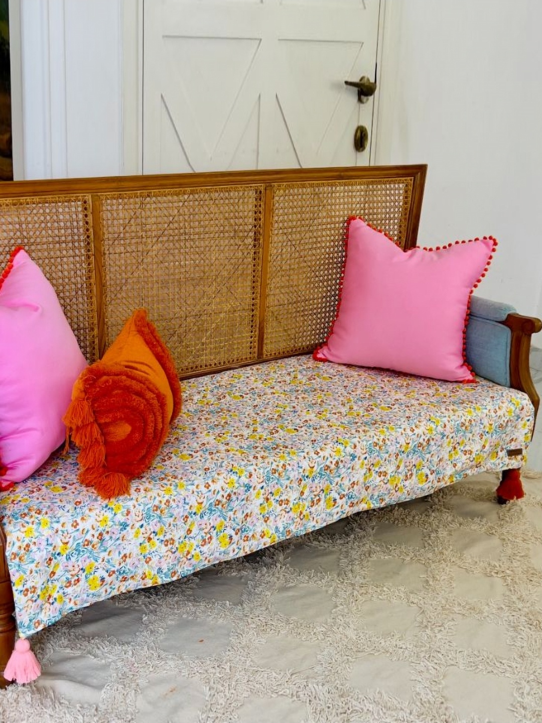 

THROWPILLOW Yellow & Multicoloured Printed Polyester 1 Piece Sofa Cover
