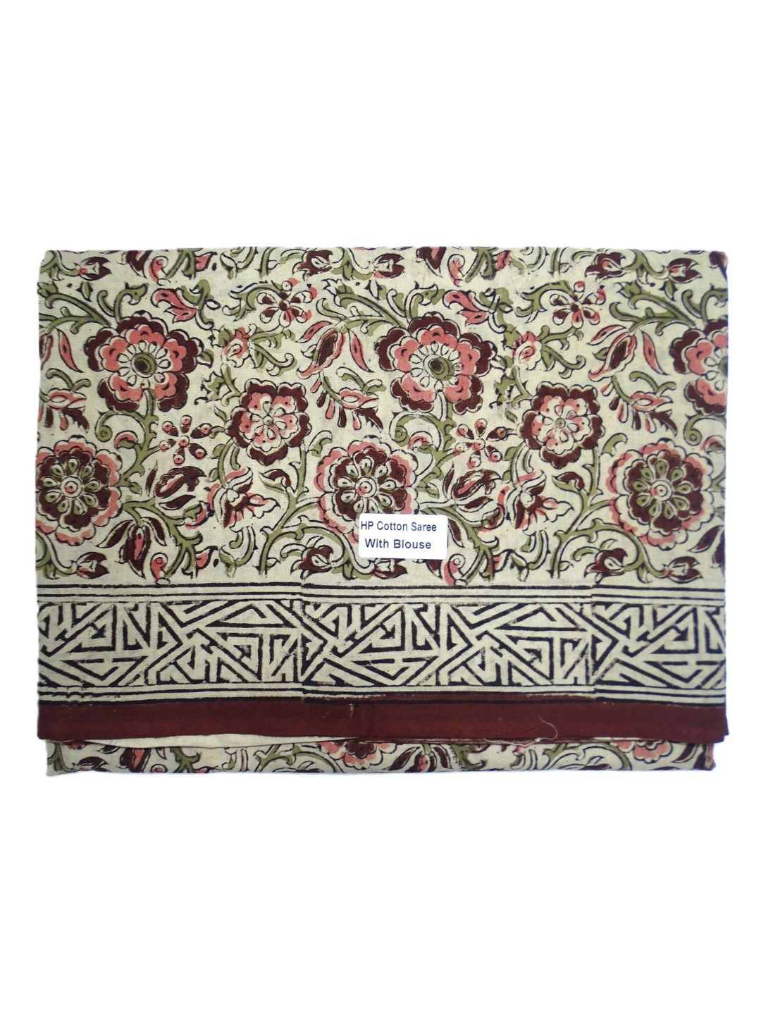

SR HANDLOOMS AND TEXTILES Floral Pure Cotton Saree, White