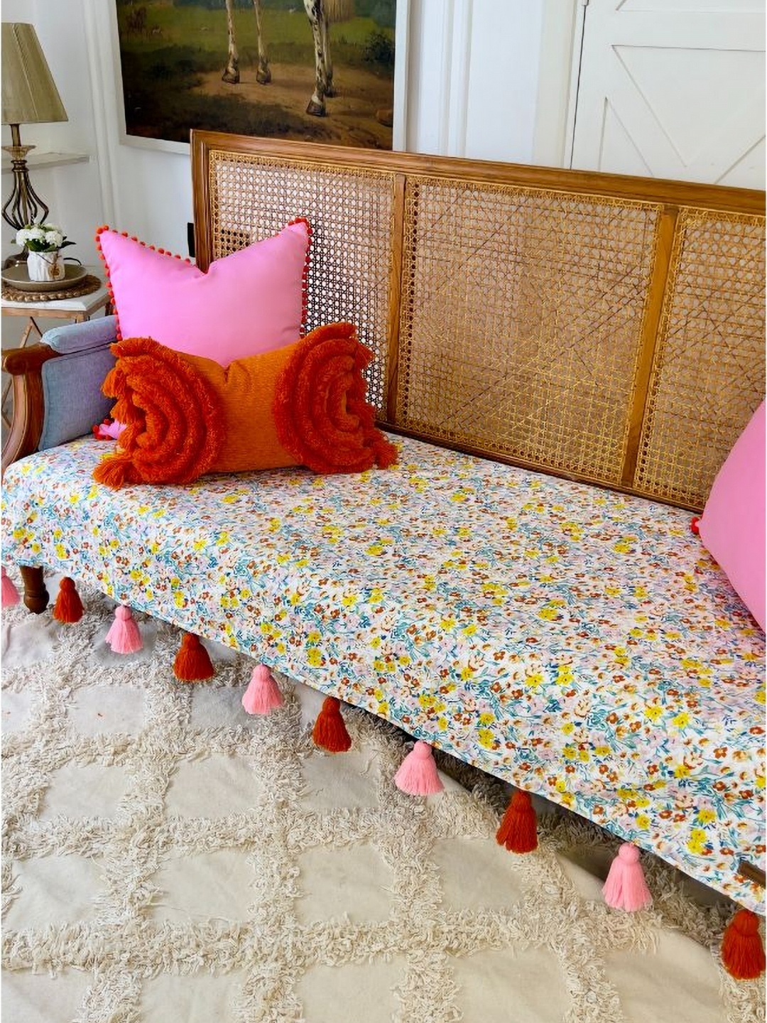 

THROWPILLOW Yellow & Multicoloured Printed Polyester 1 Piece Sofa Cover