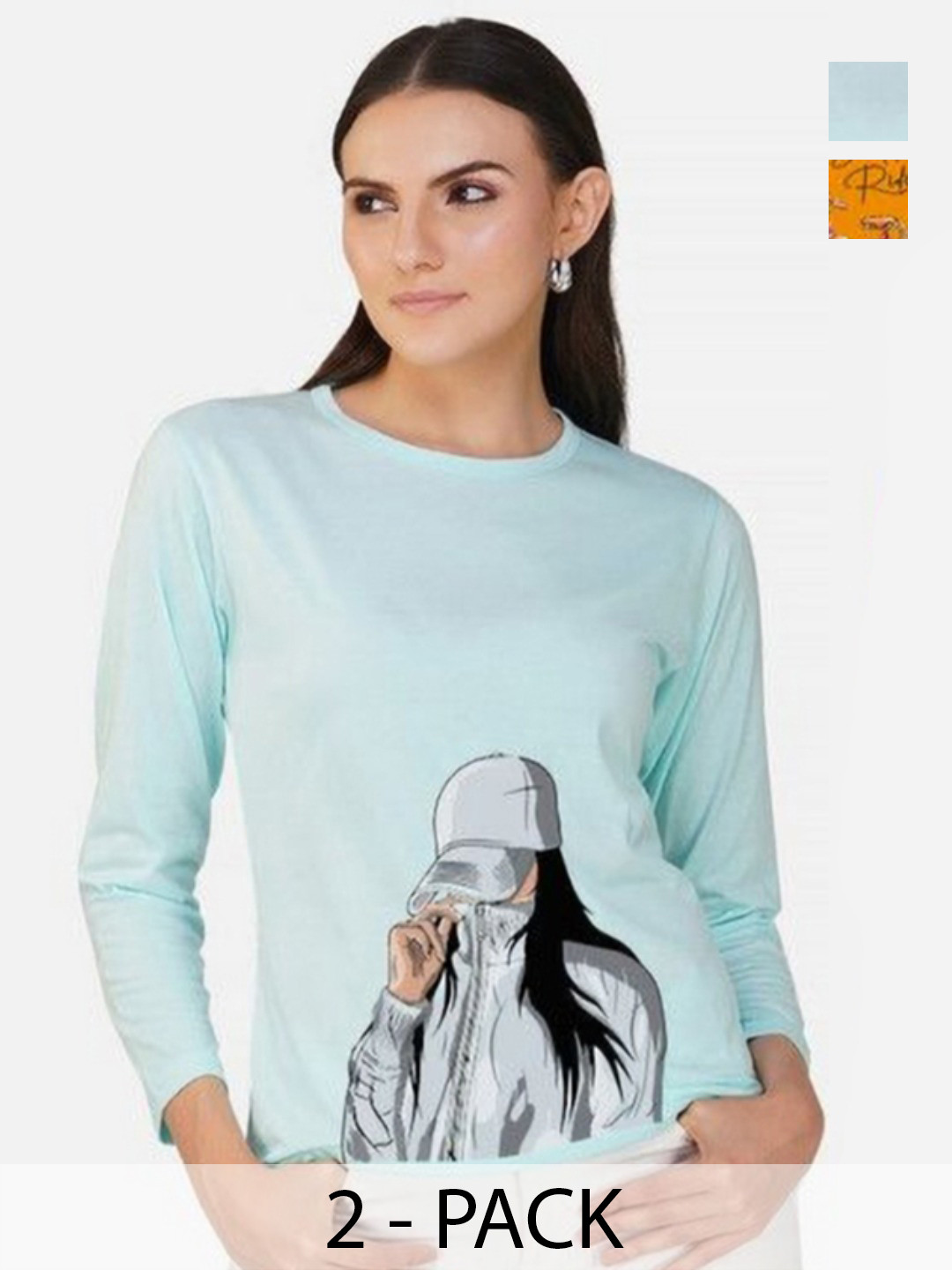 

Metronaut Women 2 Printed Bio Finish Applique T-shirt, Mustard