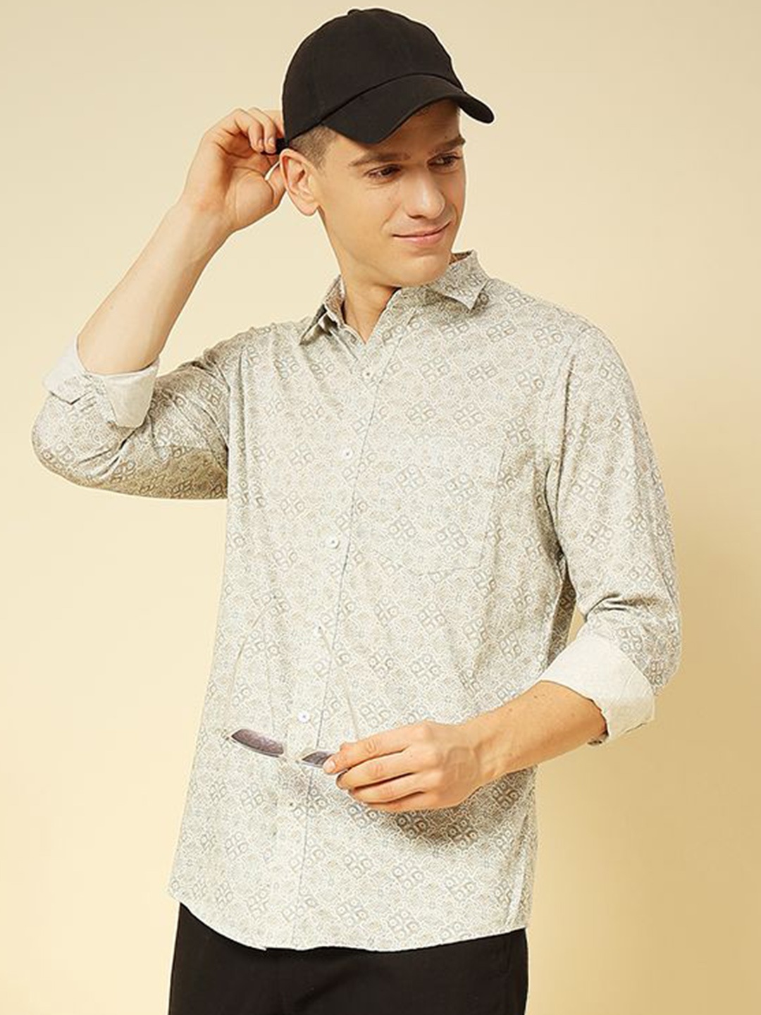 

ENSPYR Men Opaque Printed Casual Shirt, Grey