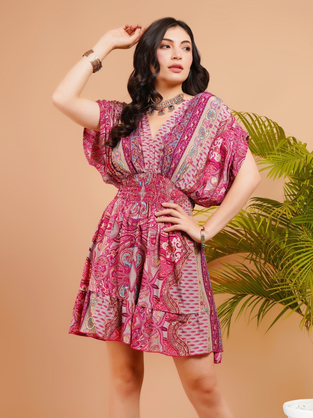 

Boholyfe Women Bohemian Print Fit & Flare Dress, Purple