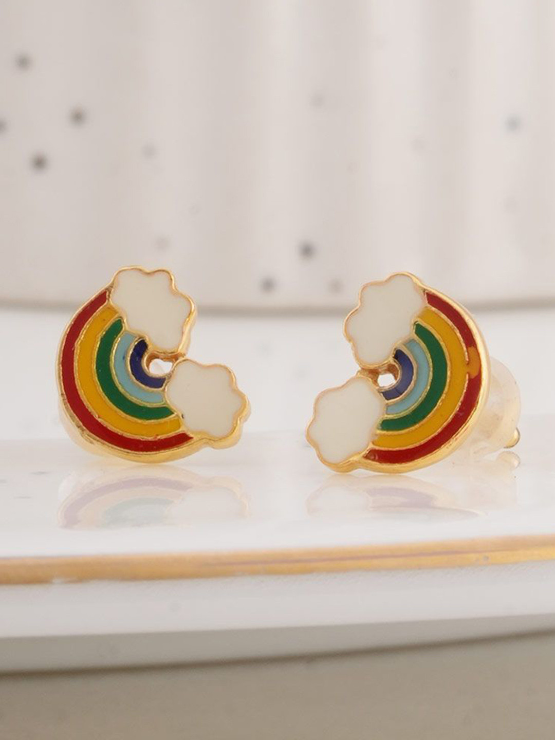 

PALMONAS Contemporary Studs Earrings, Gold