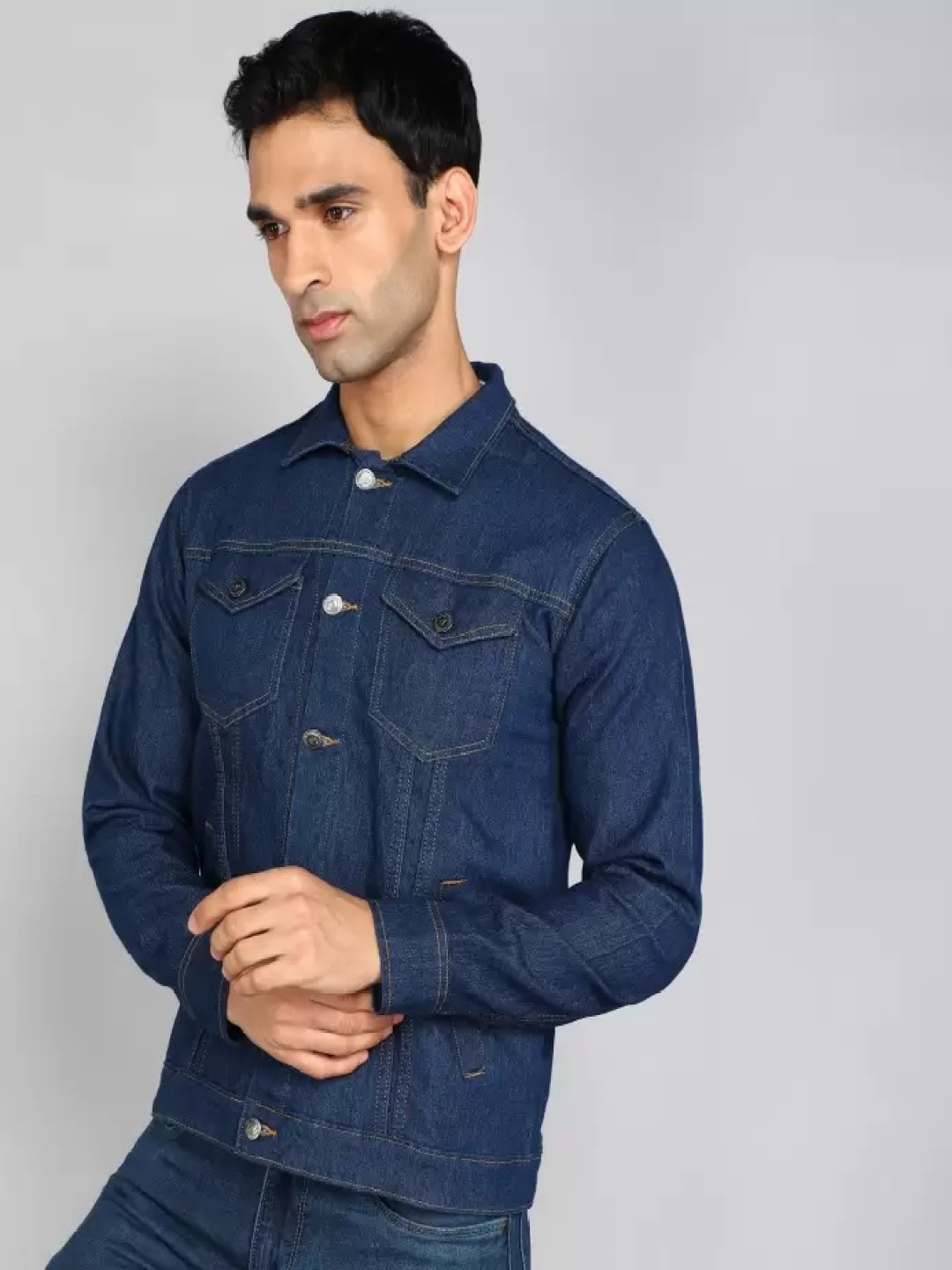 

LINARIA Men Denim Jacket with Patchwork, Blue