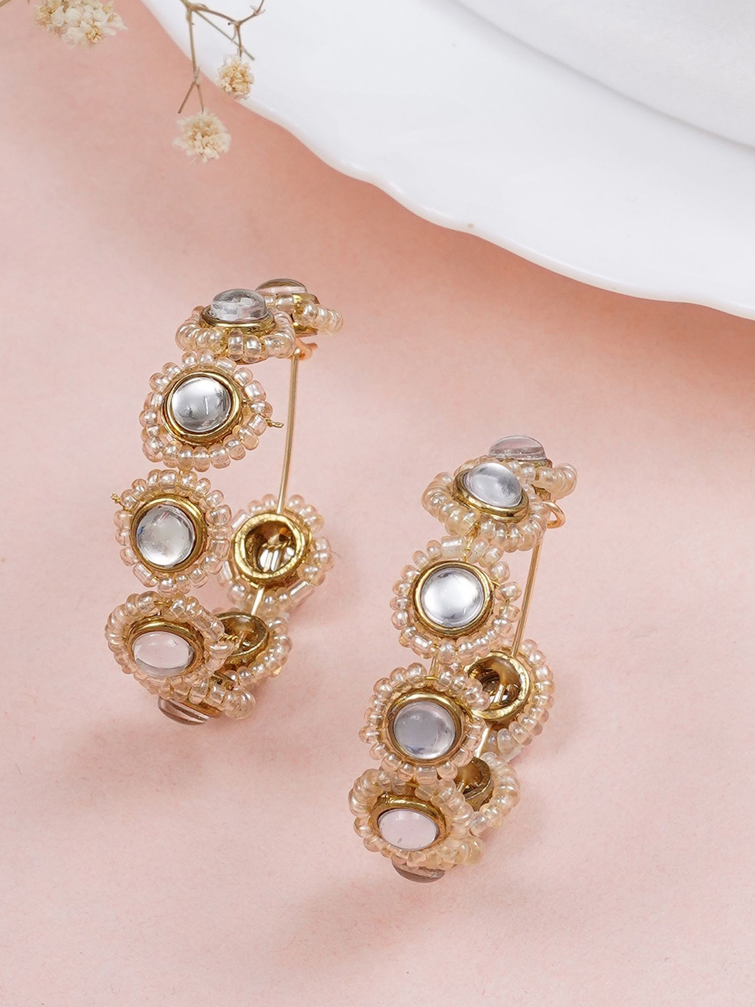 

BeAbhika Contemporary Half Hoop Earrings, Off white