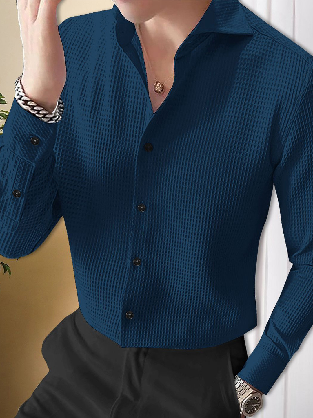 

Moda Rapido Men Original Opaque Casual Shirt, Blue