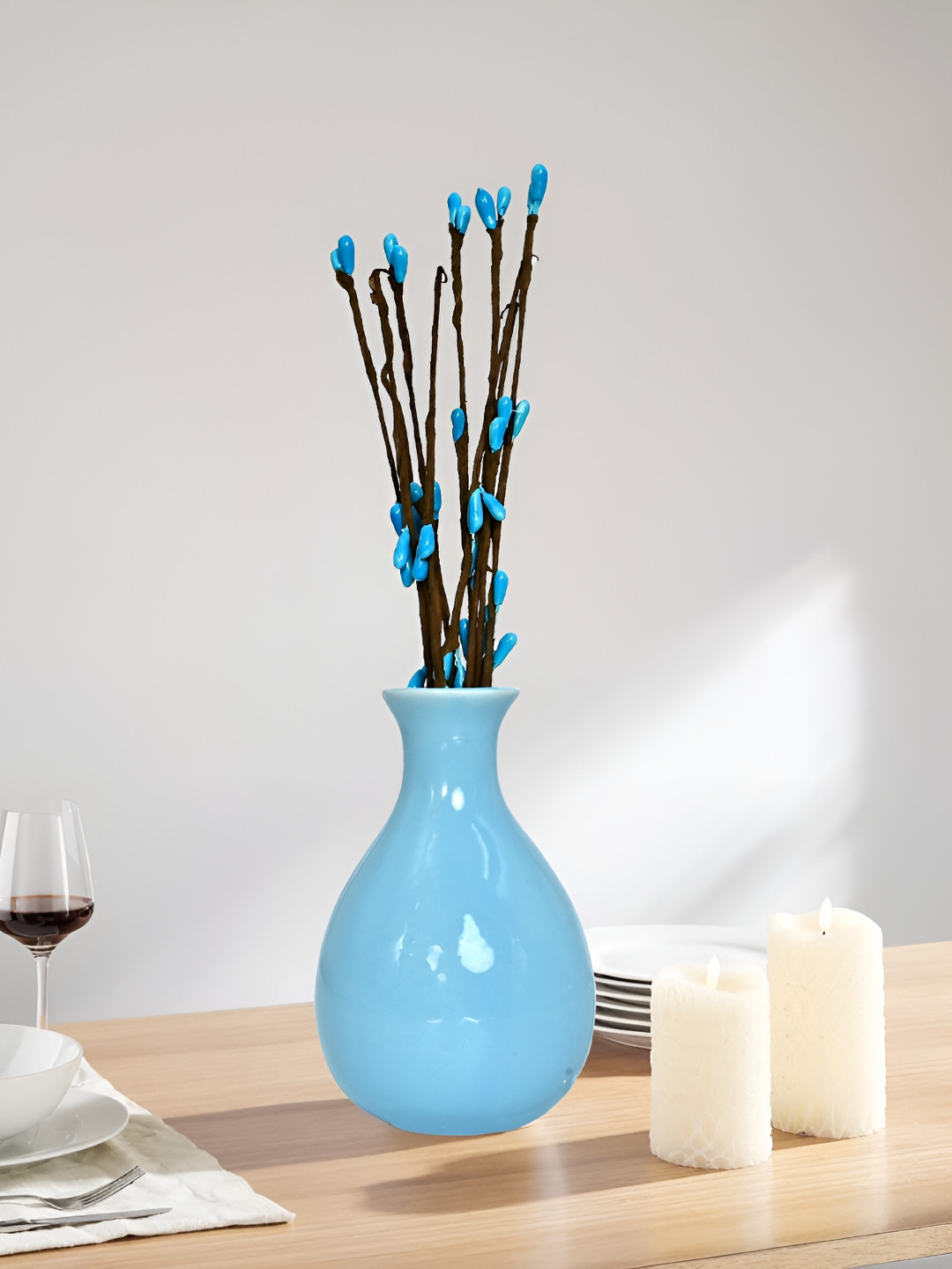 

Myntra Elegant Homes Blue Ceramic FlowerVases