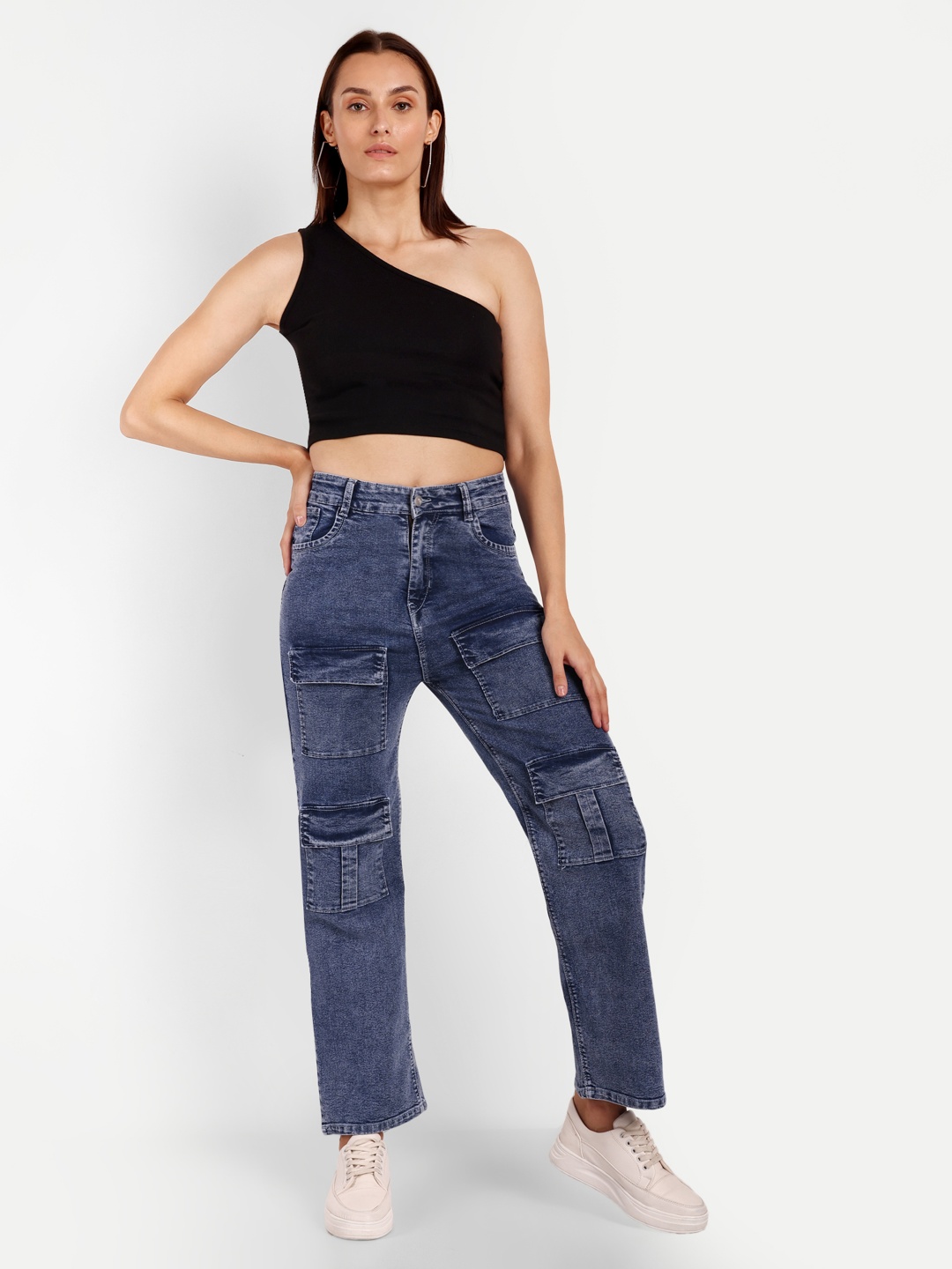 

Next One Women Smart Straight Fit High-Rise Stretchable Jeans, Blue
