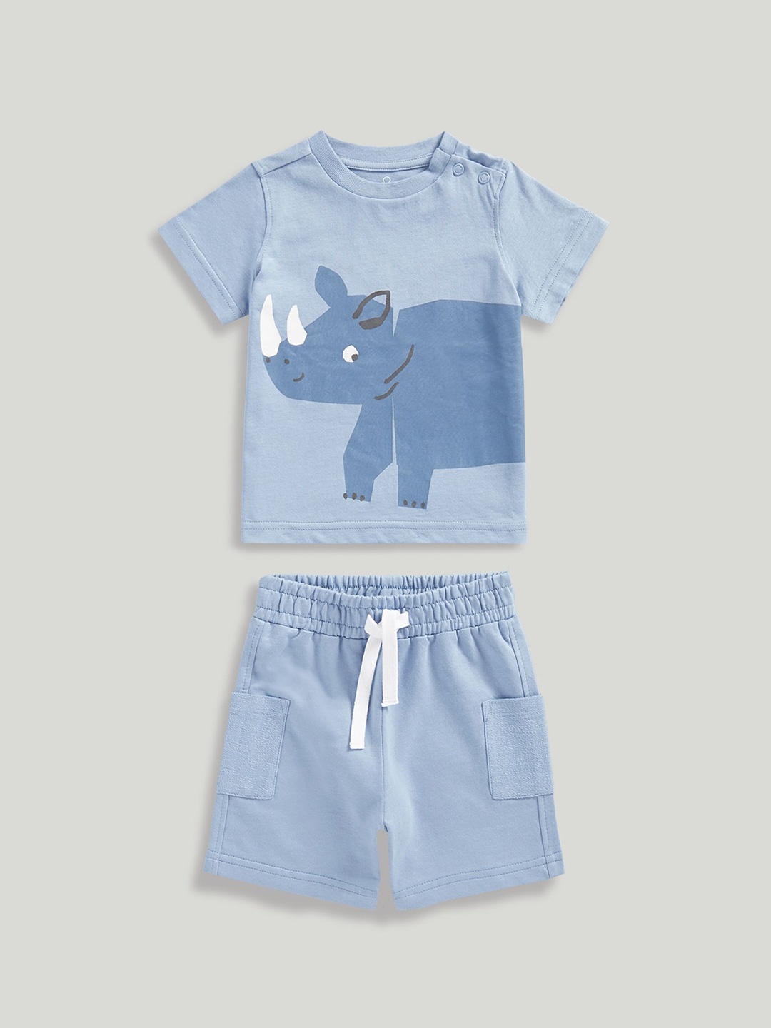 

mothercare Boys Printed T-shirt with Shorts, Blue
