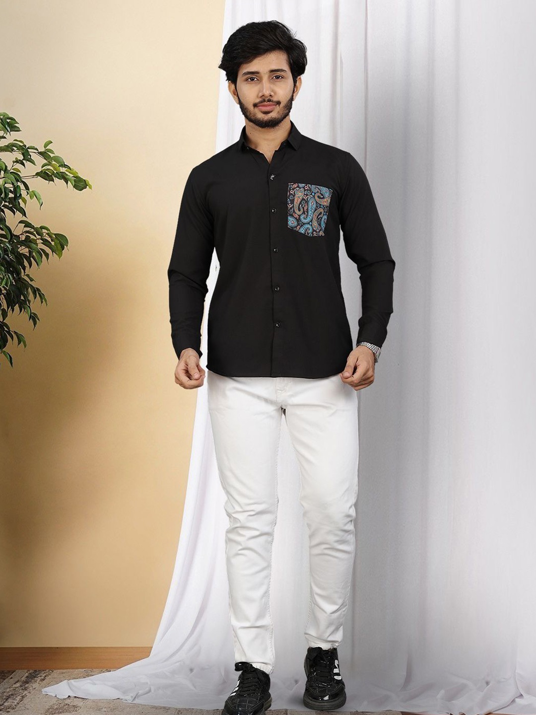 

Moda Rapido Men Original Opaque Casual Shirt, Black