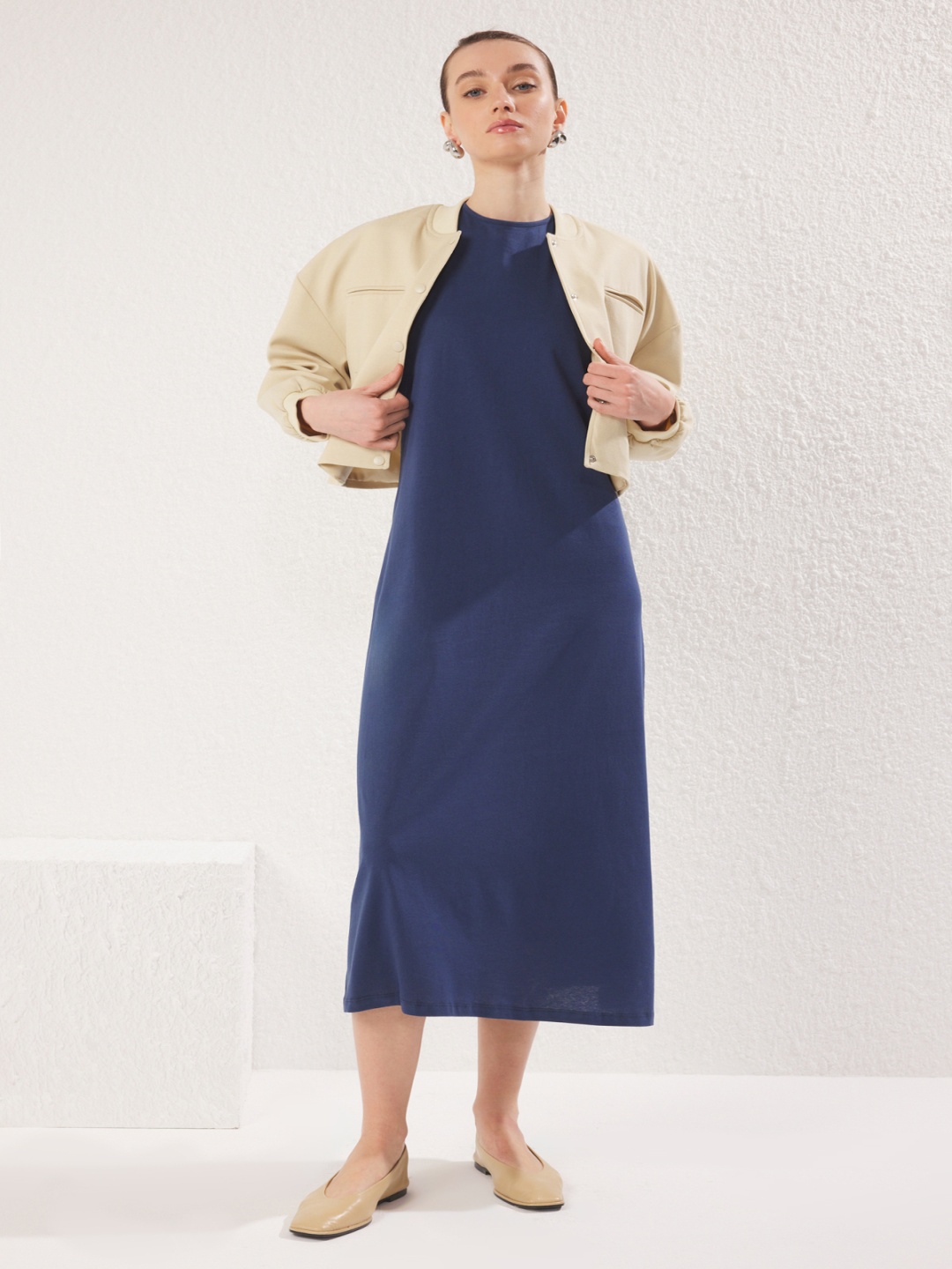 

Trendyol A-Line Midi Dress, Na