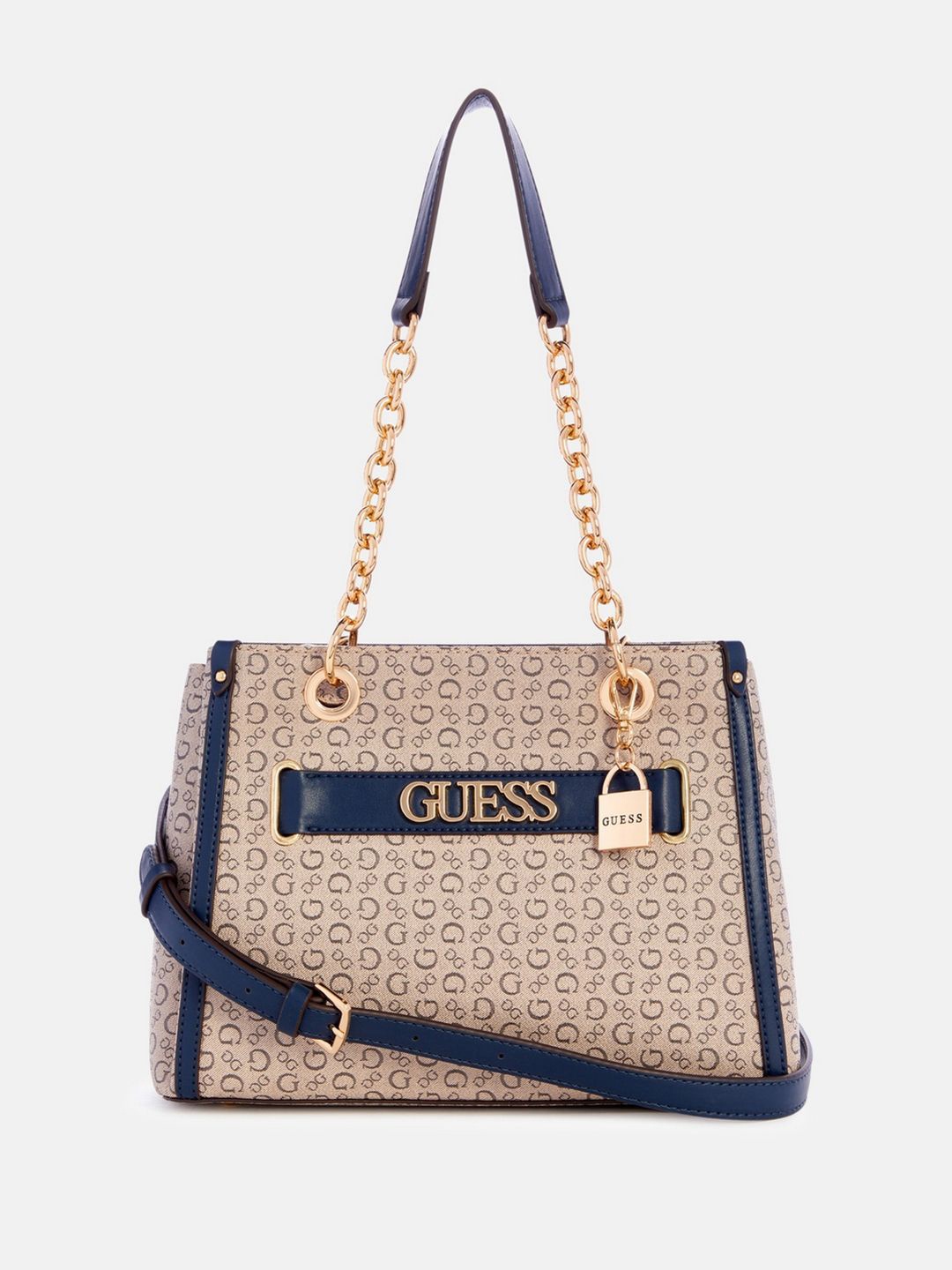 

GUESS Printed Structured Shoulder Bag, Beige