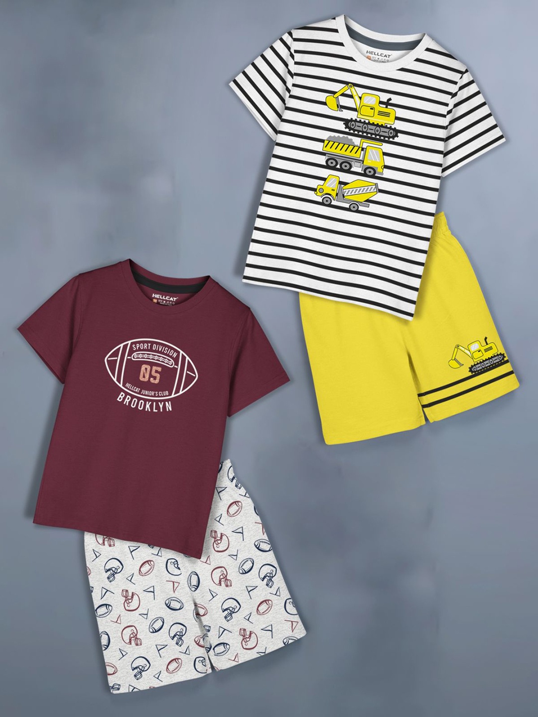 

HELLCAT Girls Printed T-shirt with Shorts, White