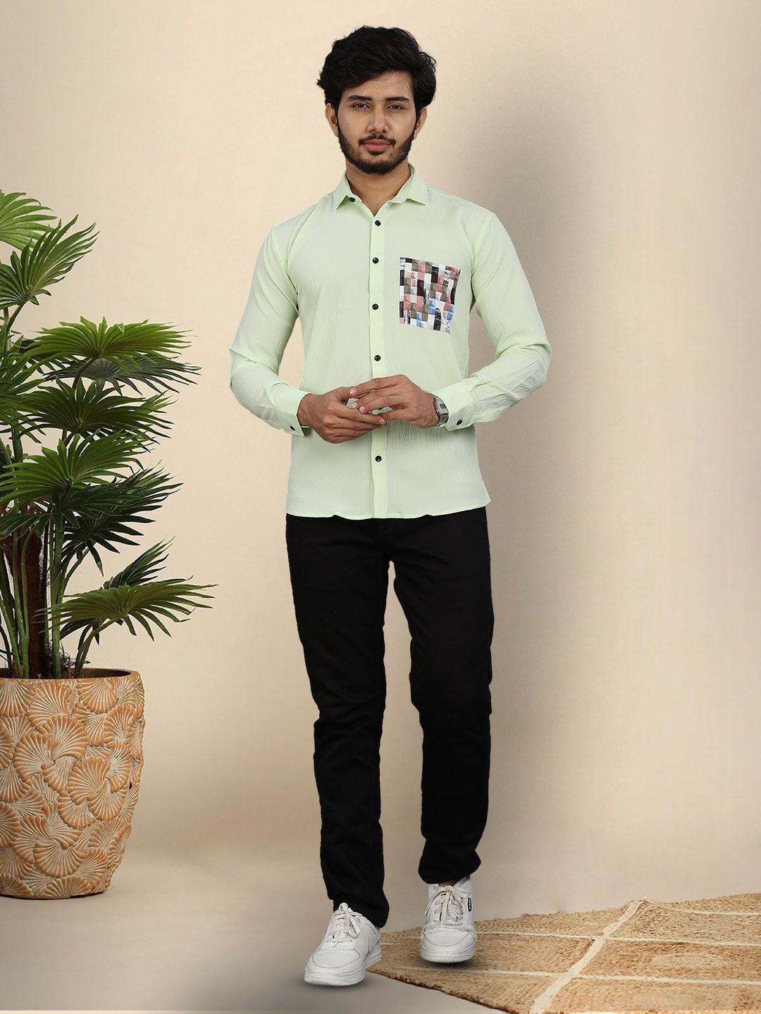 

Moda Rapido Men Original Opaque Casual Shirt, Green