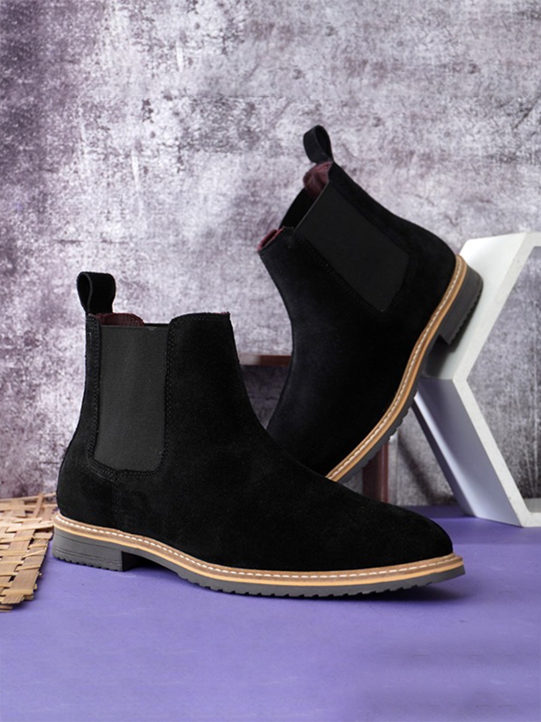 

Warnex Men Block-Heeled Chelsea Boots, Black