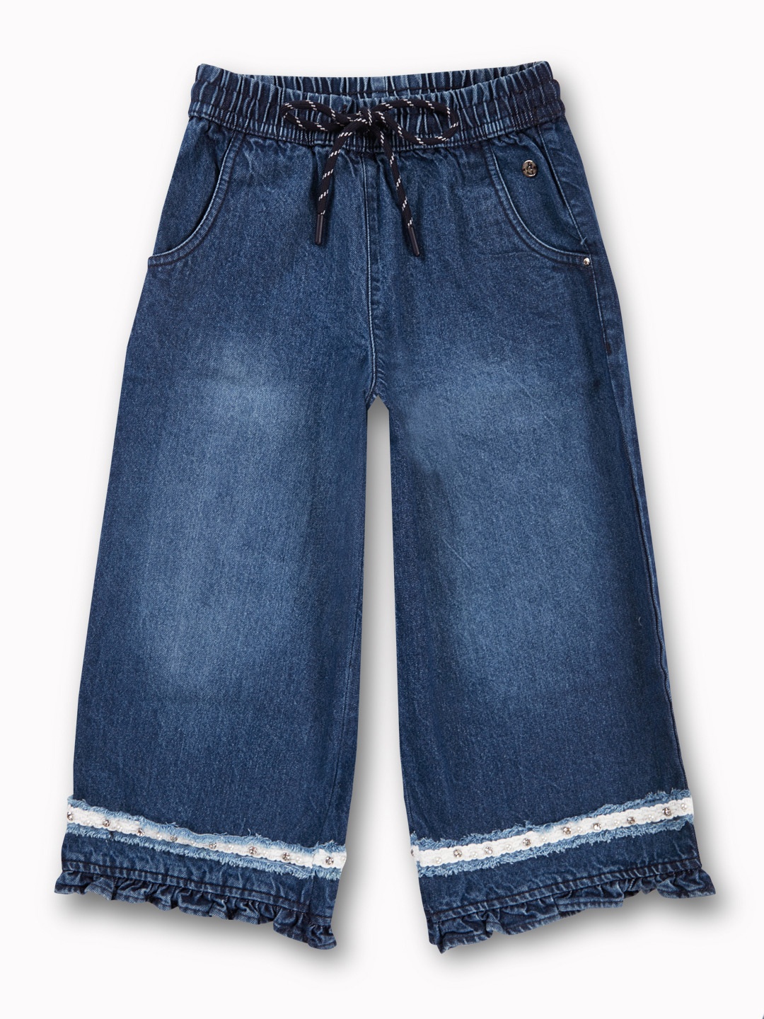 

Gini and Jony Girls Faded Comfort Flared Culottes Trousers, Blue