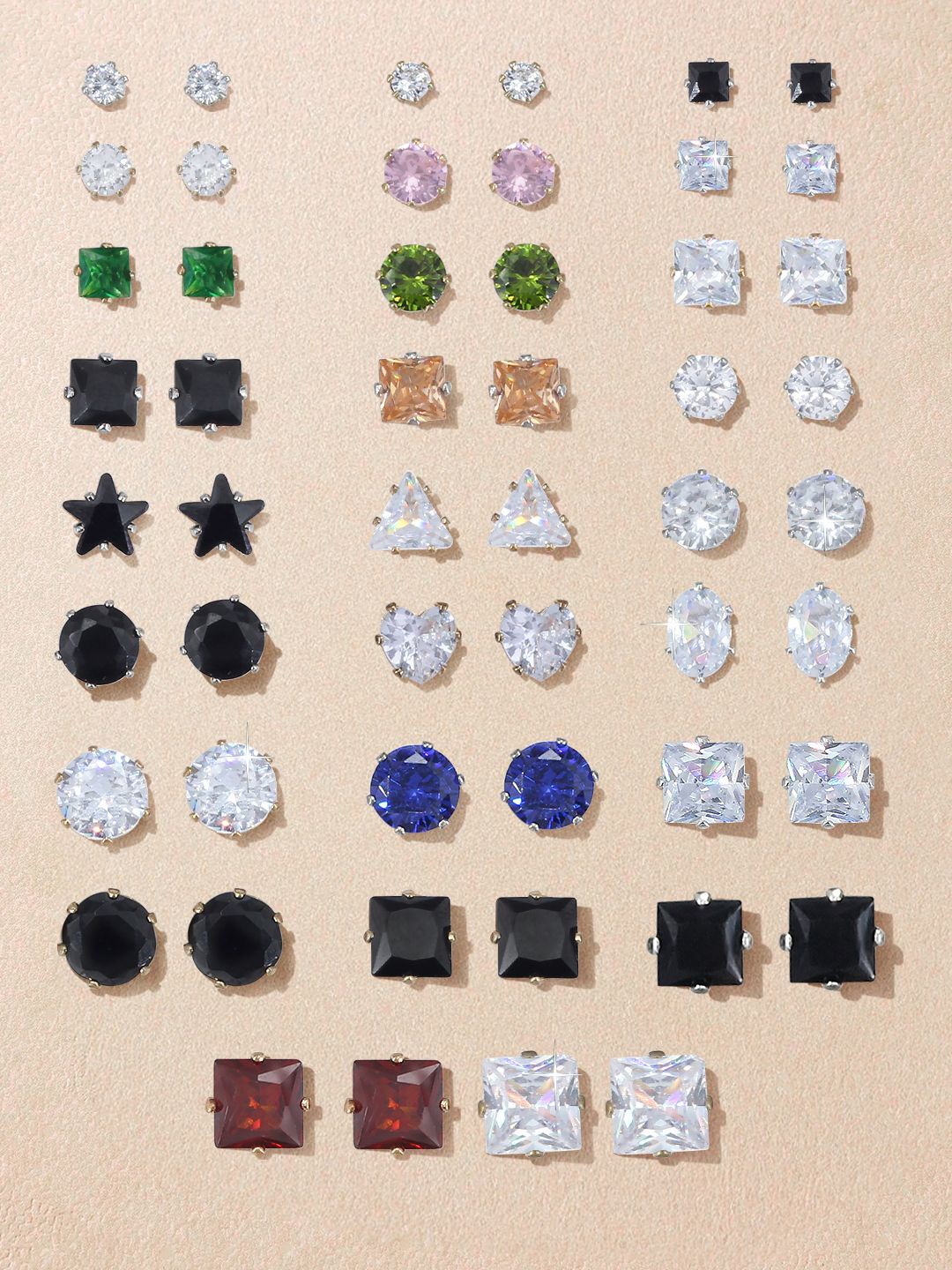 

PRIVIU Geometric Studs Earrings, Multi