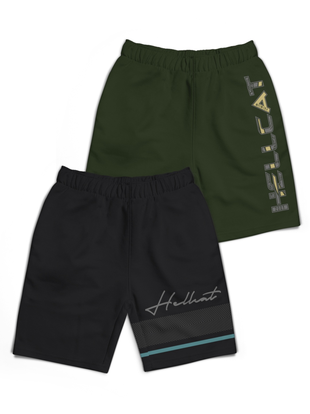 

HELLCAT Boys Typography Printed Shorts, Green