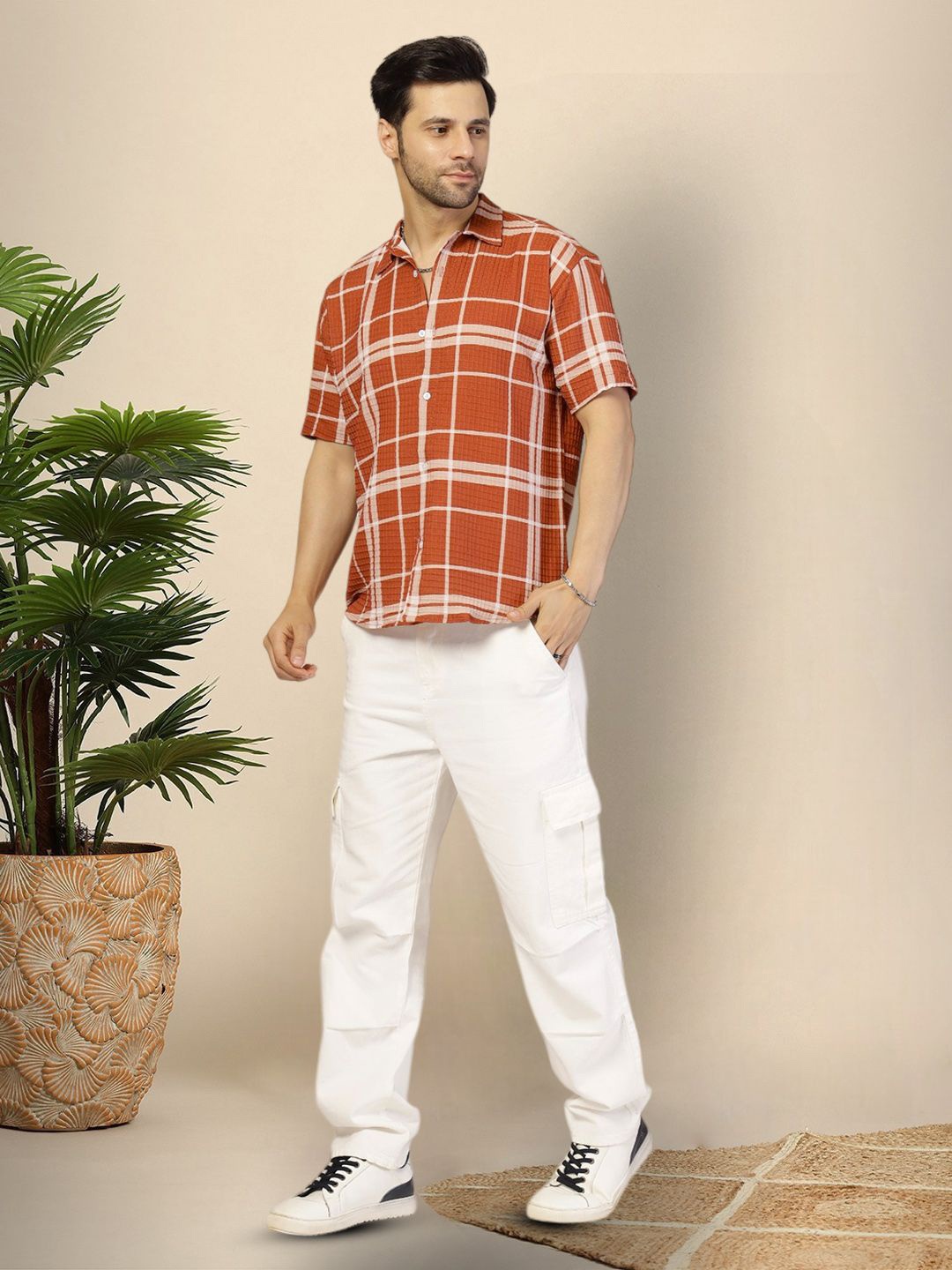 

Moda Rapido Men Original Opaque Printed Casual Shirt, Brown