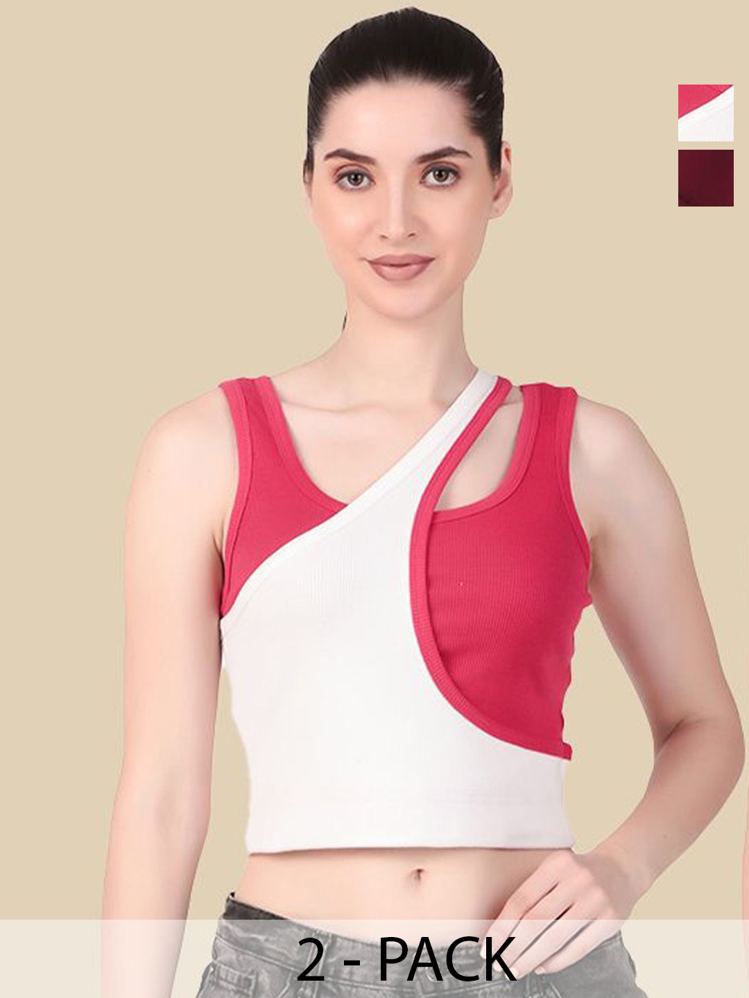 

Mast & Harbour Cotton Bralette Crop Top, Multi