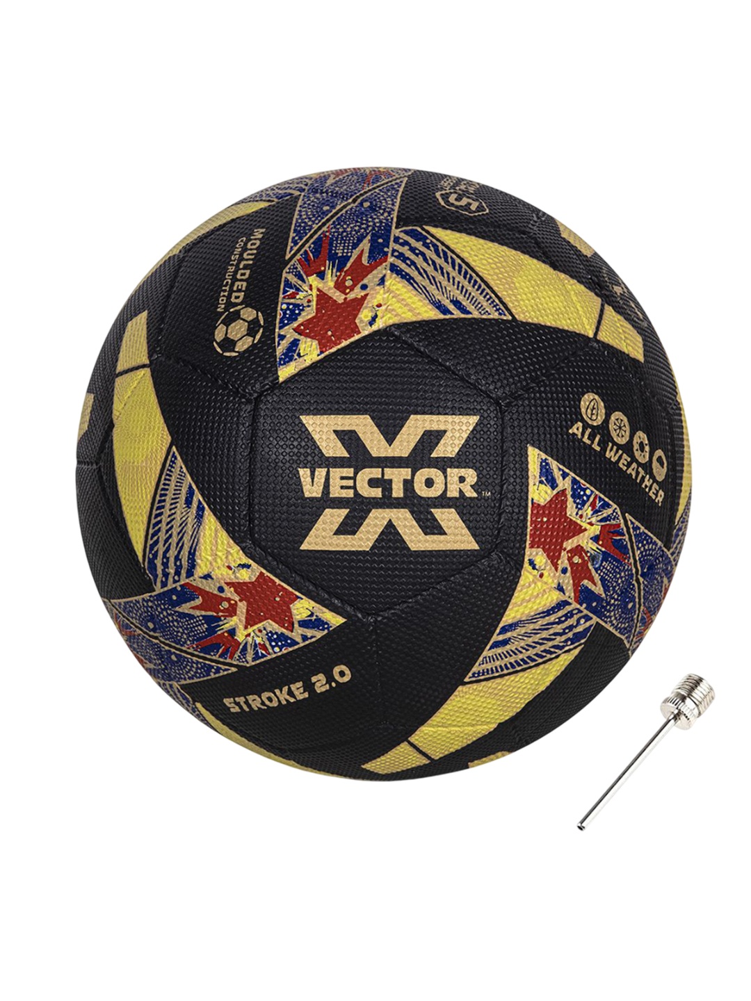 

VECTOR X Stroke 2.0 Machine Stitched 32 Panel Football With Needle, Black