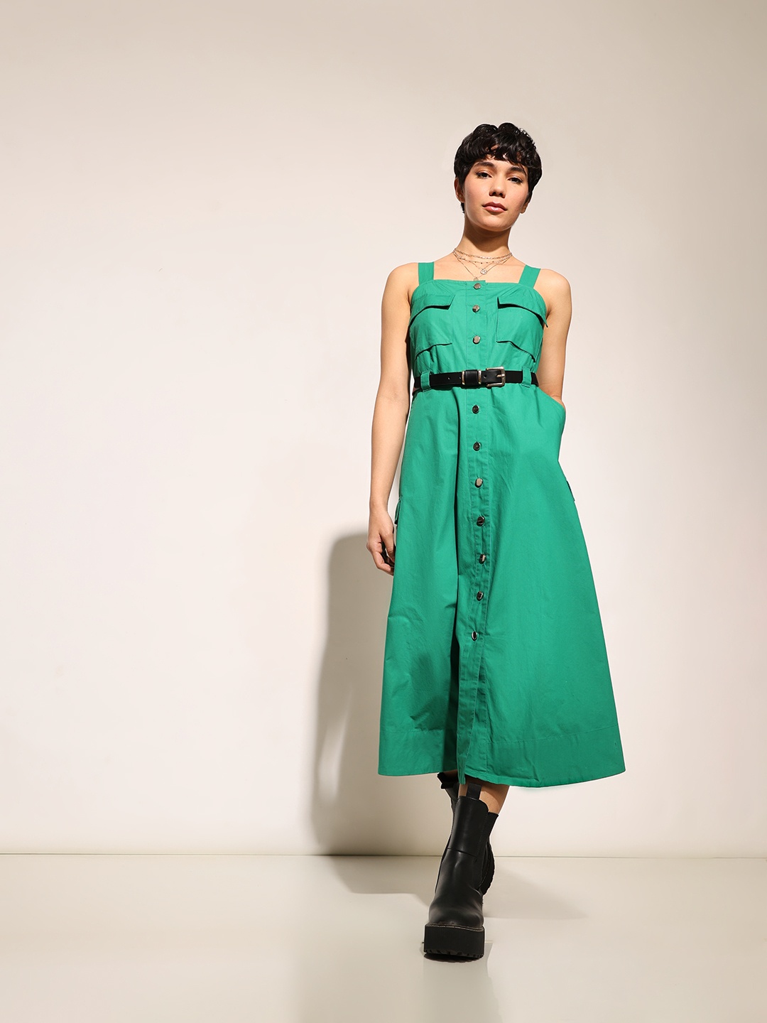 

ONLY A-Line Midi Dress, Green