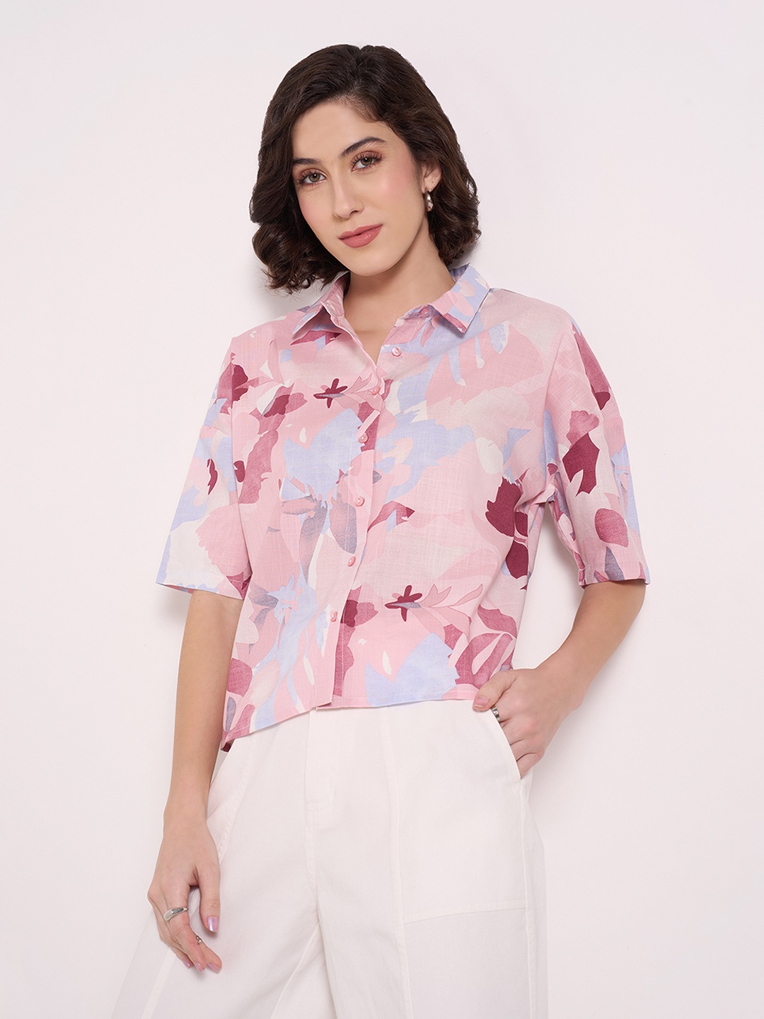 

Honey by Pantaloons Print Cotton short Top, Mauve