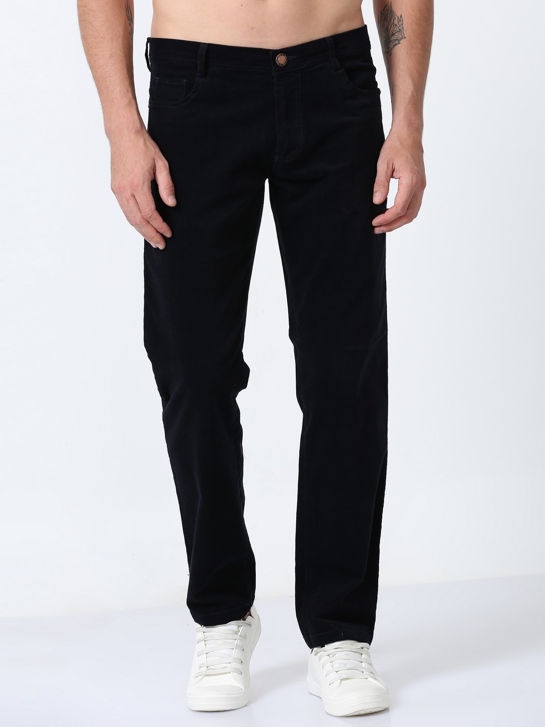 

THE BEETEL HOUSE Men Relaxed Straight Leg Straight Fit Trousers, Navy blue
