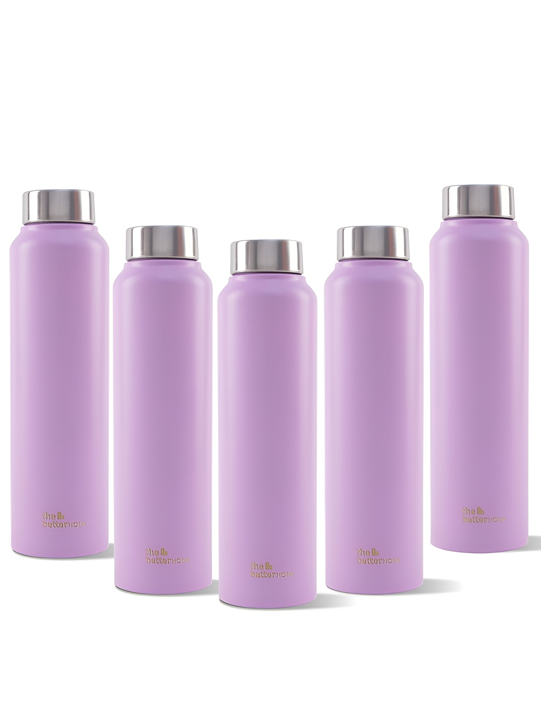 

The Better Home Purple Set of 5 Stainless Steel Solid Water Bottle