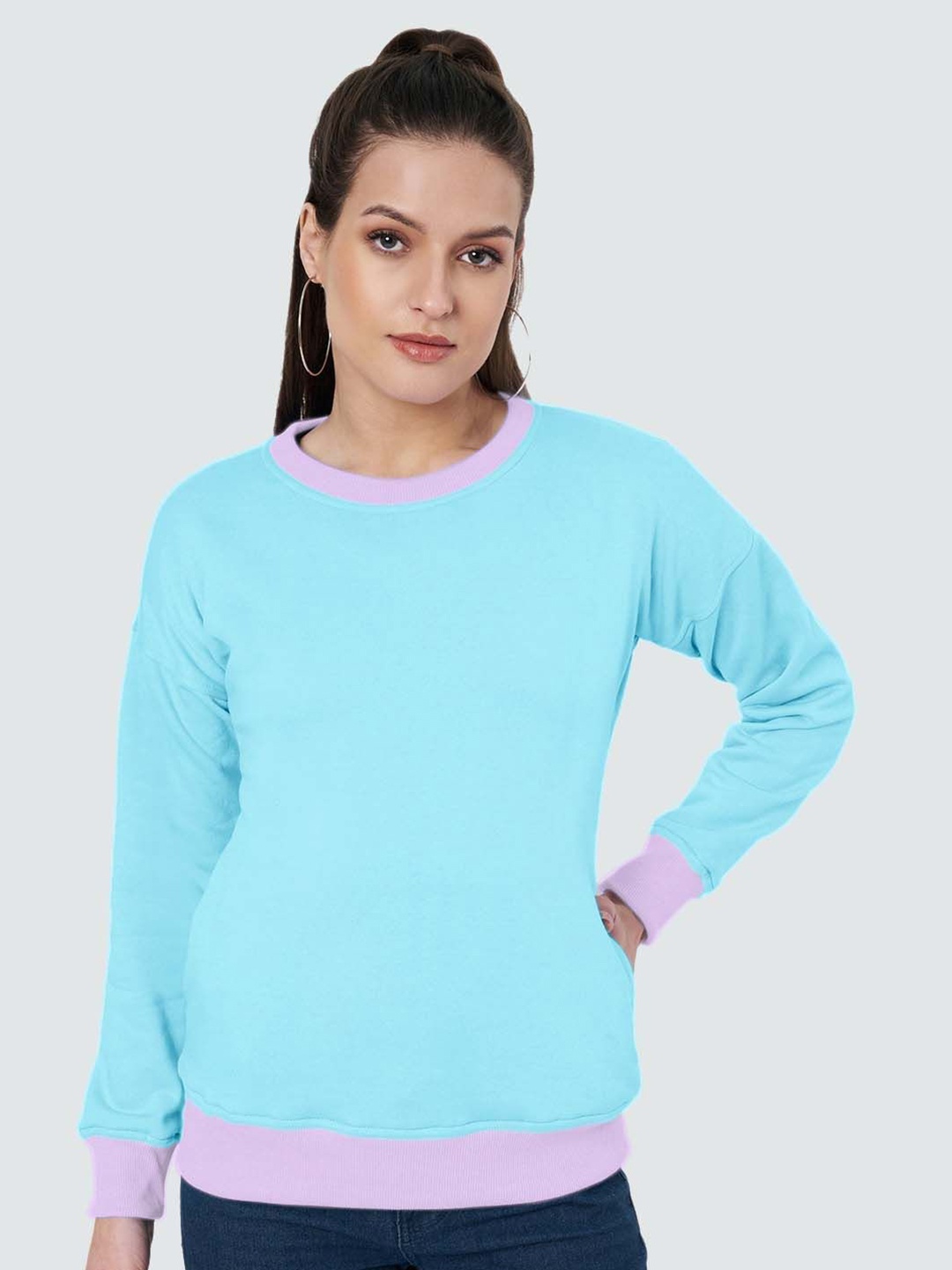 

BRINNS Women Colourblocked Sweatshirt, Turquoise blue