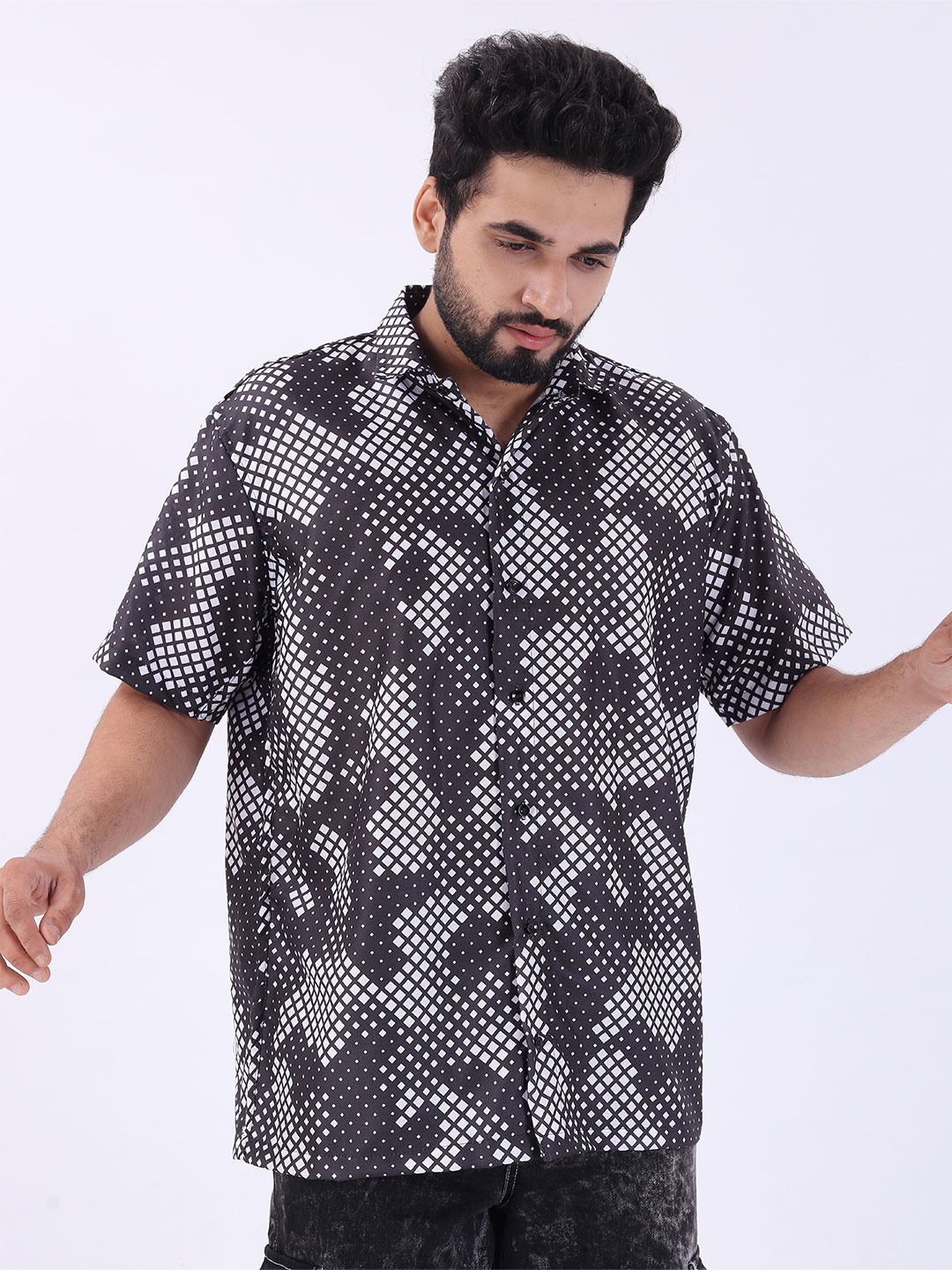 

BROWN BROTHERS Unisex Relaxed Opaque Printed Casual Shirt, Blue