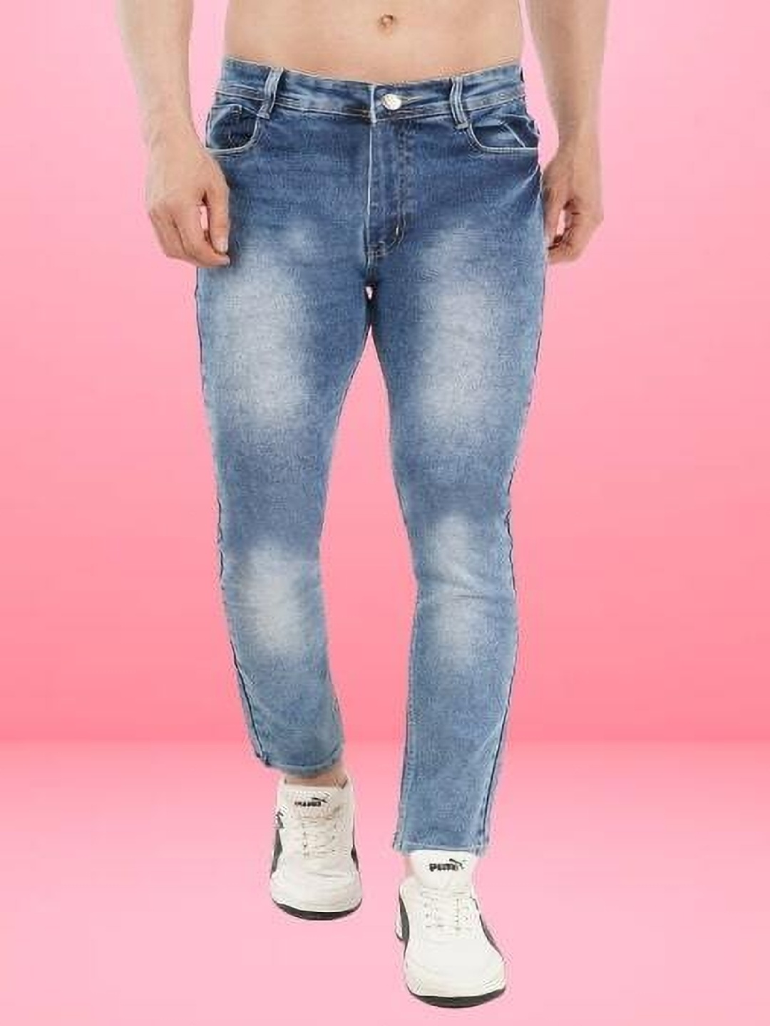 

DAKWINS Men Low Distress Heavy Fade Jeans, Blue