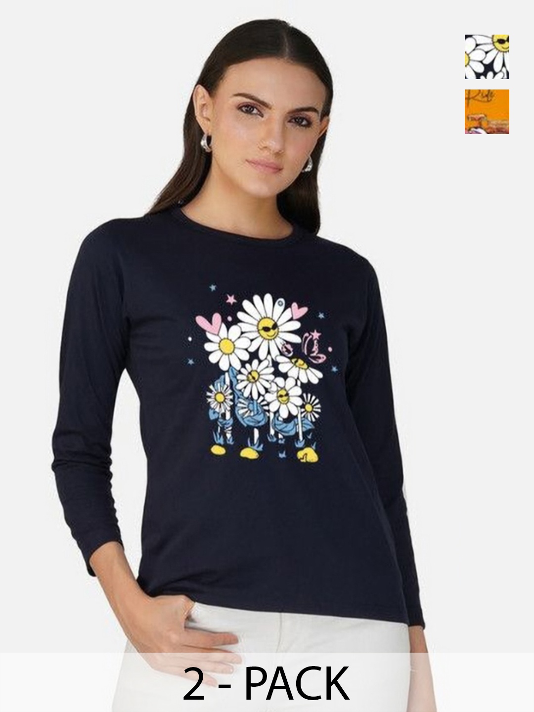 

Metronaut Women 2 Printed Bio Finish T-shirt, Mustard
