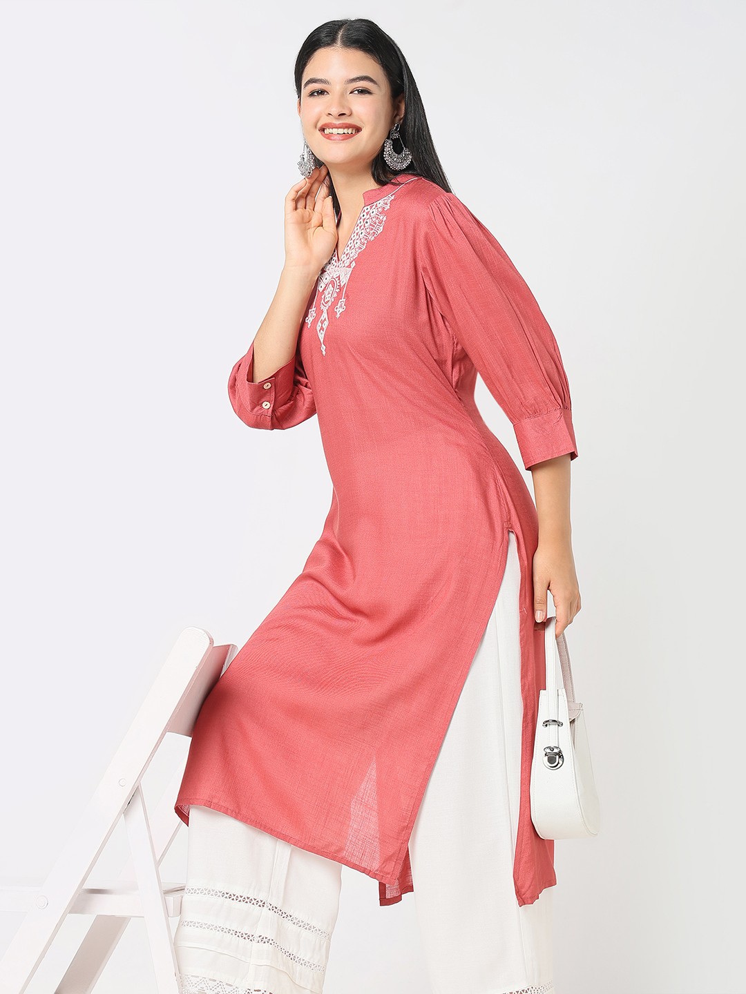 

R&B Women Ethnic Motifs Anarkali Kurta, Pink