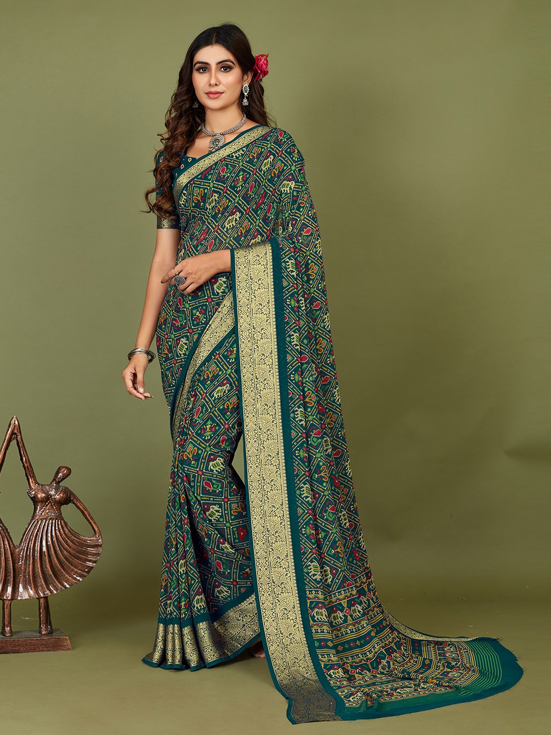 

Meena Bazaar Art Silk Saree, Blue