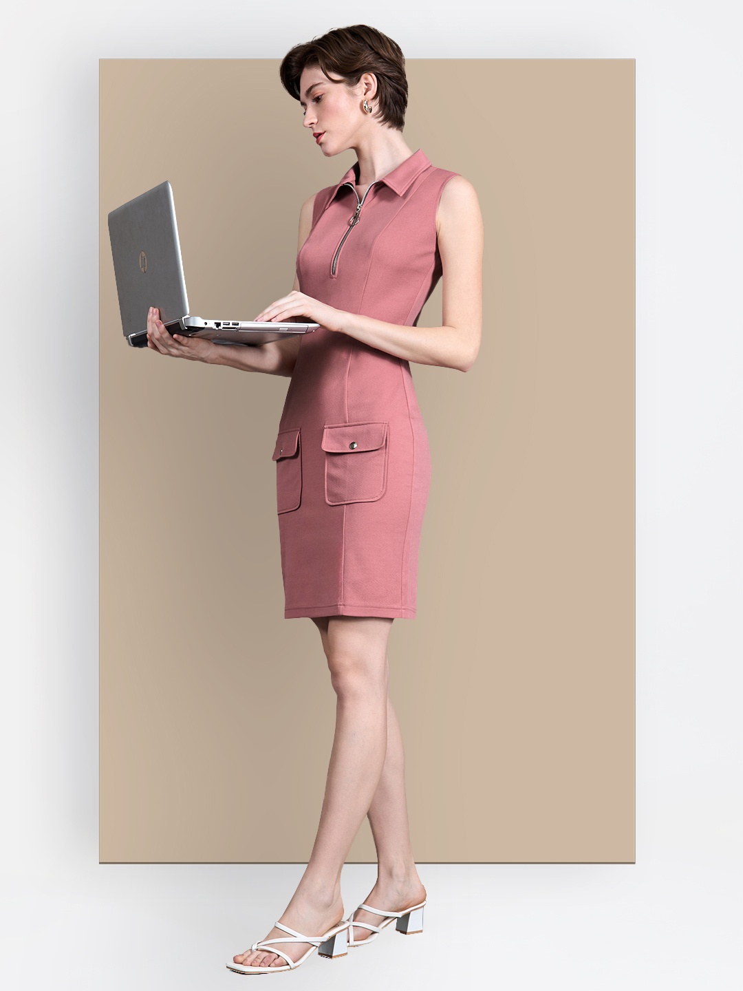 

Chemistry Georgette Bodycon Dress, Pink