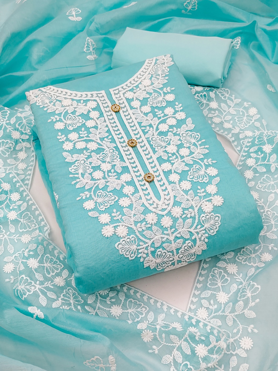 

Leeza Store Unstitched Dress Material, Blue