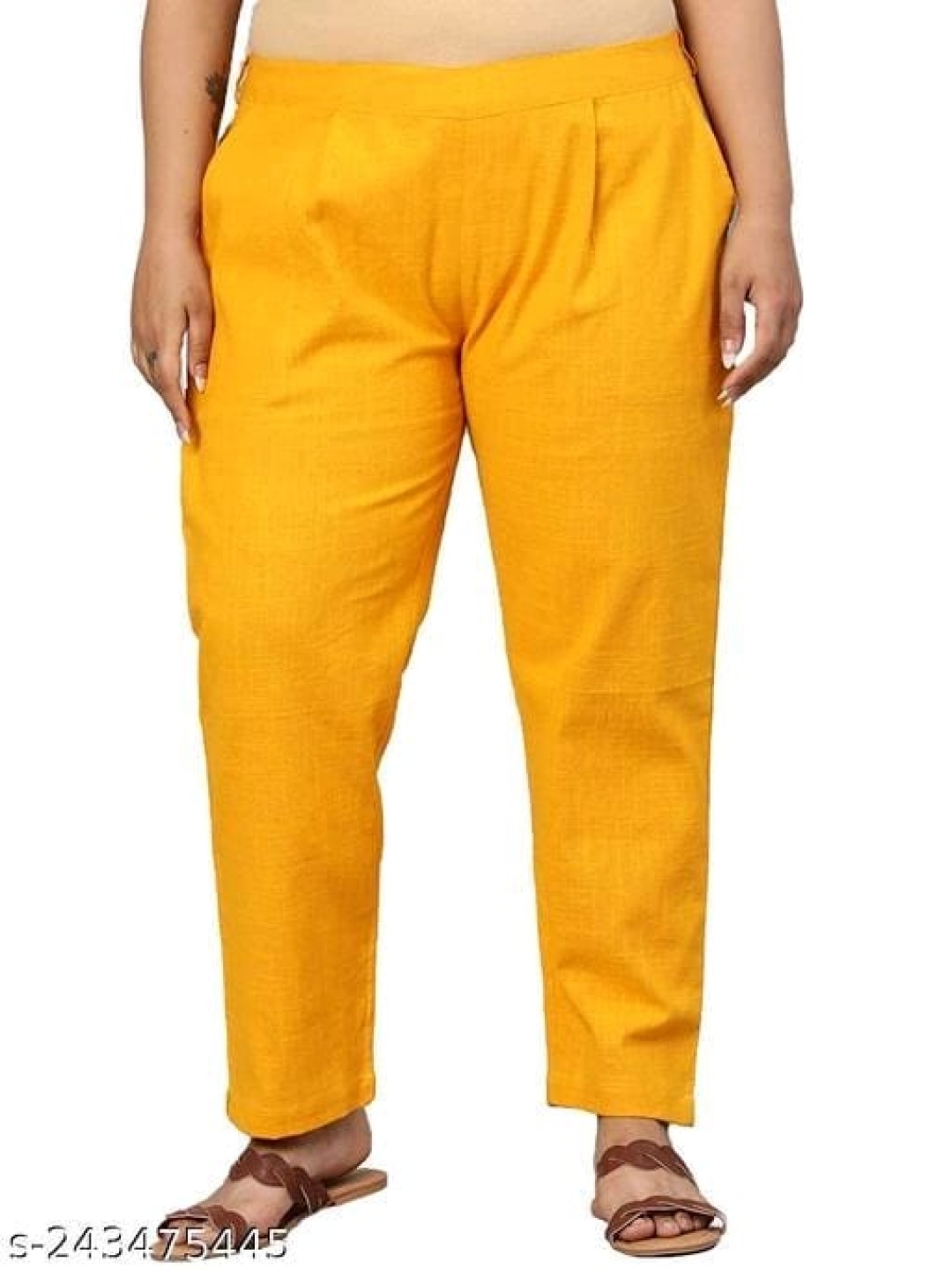 

OUTER WEAR AYAM EXPORTS Women Pleated Trousers, Yellow