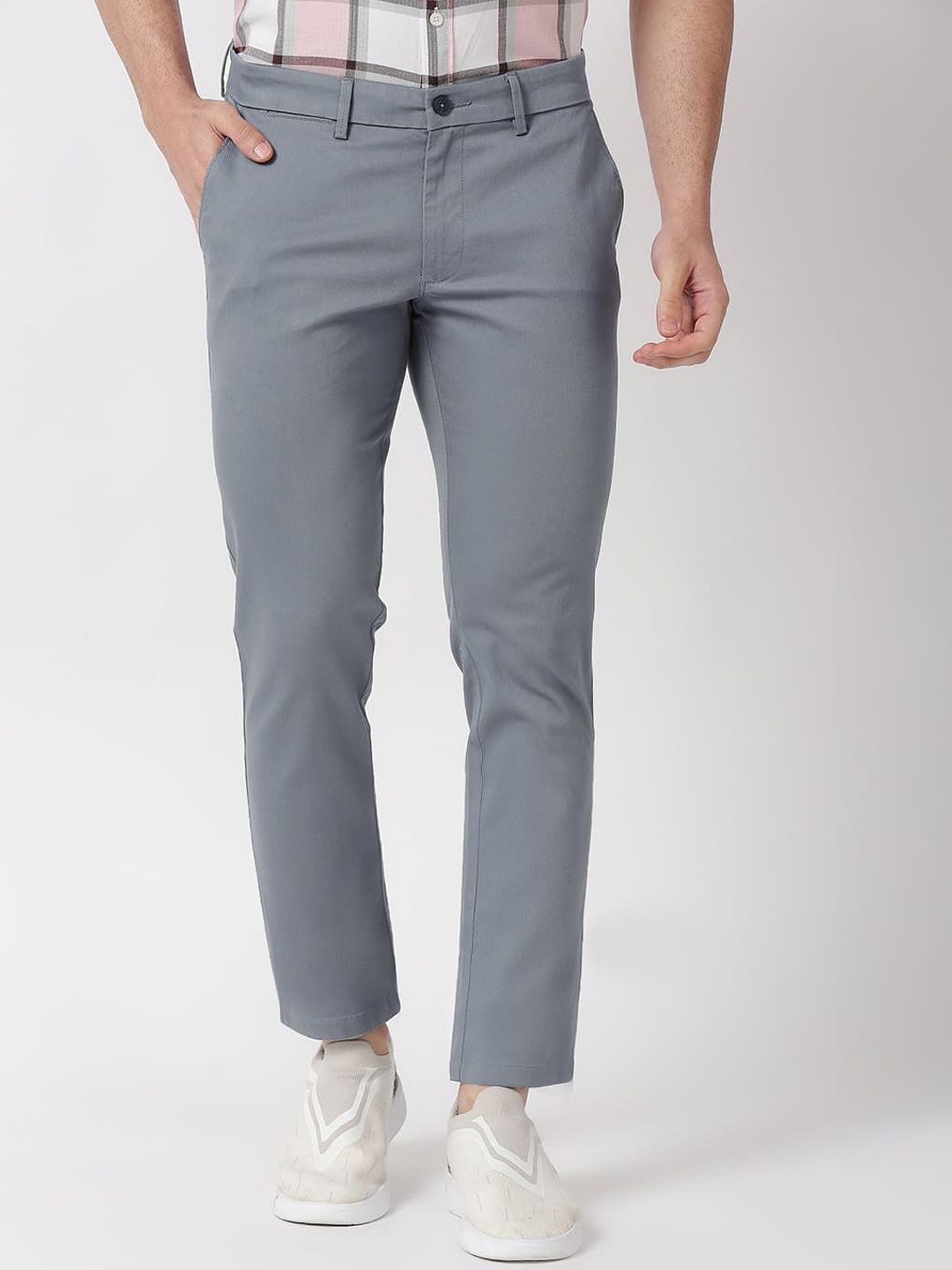 

Basics Men Skinny Fit Low-Rise Trousers, Blue