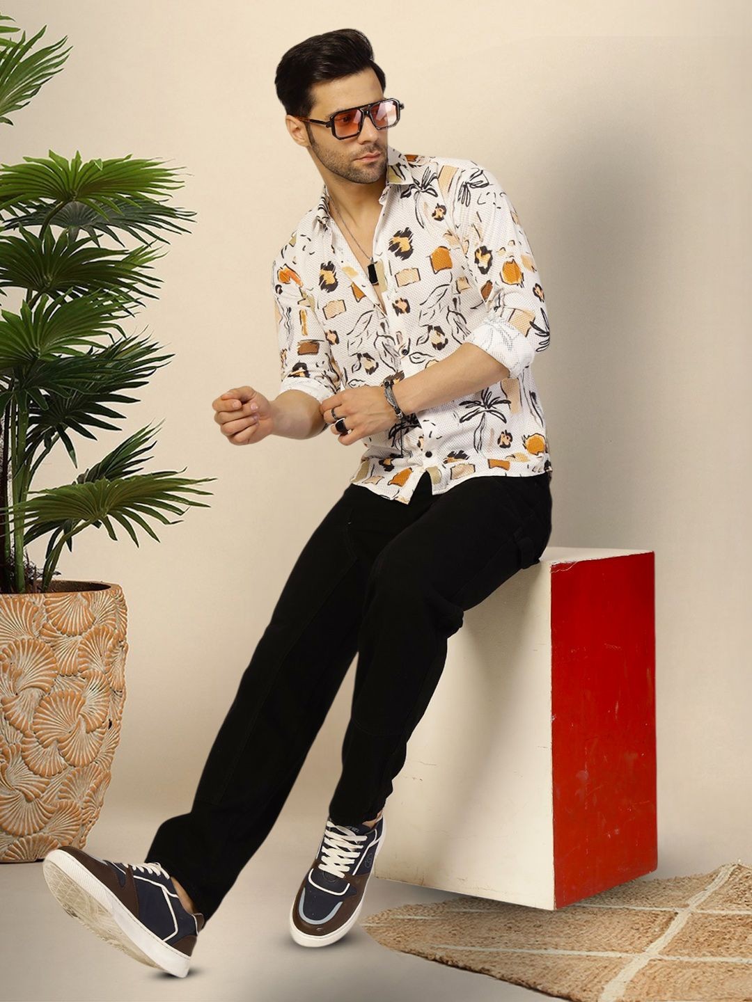 

Moda Rapido Men Original Opaque Printed Casual Shirt, Multi