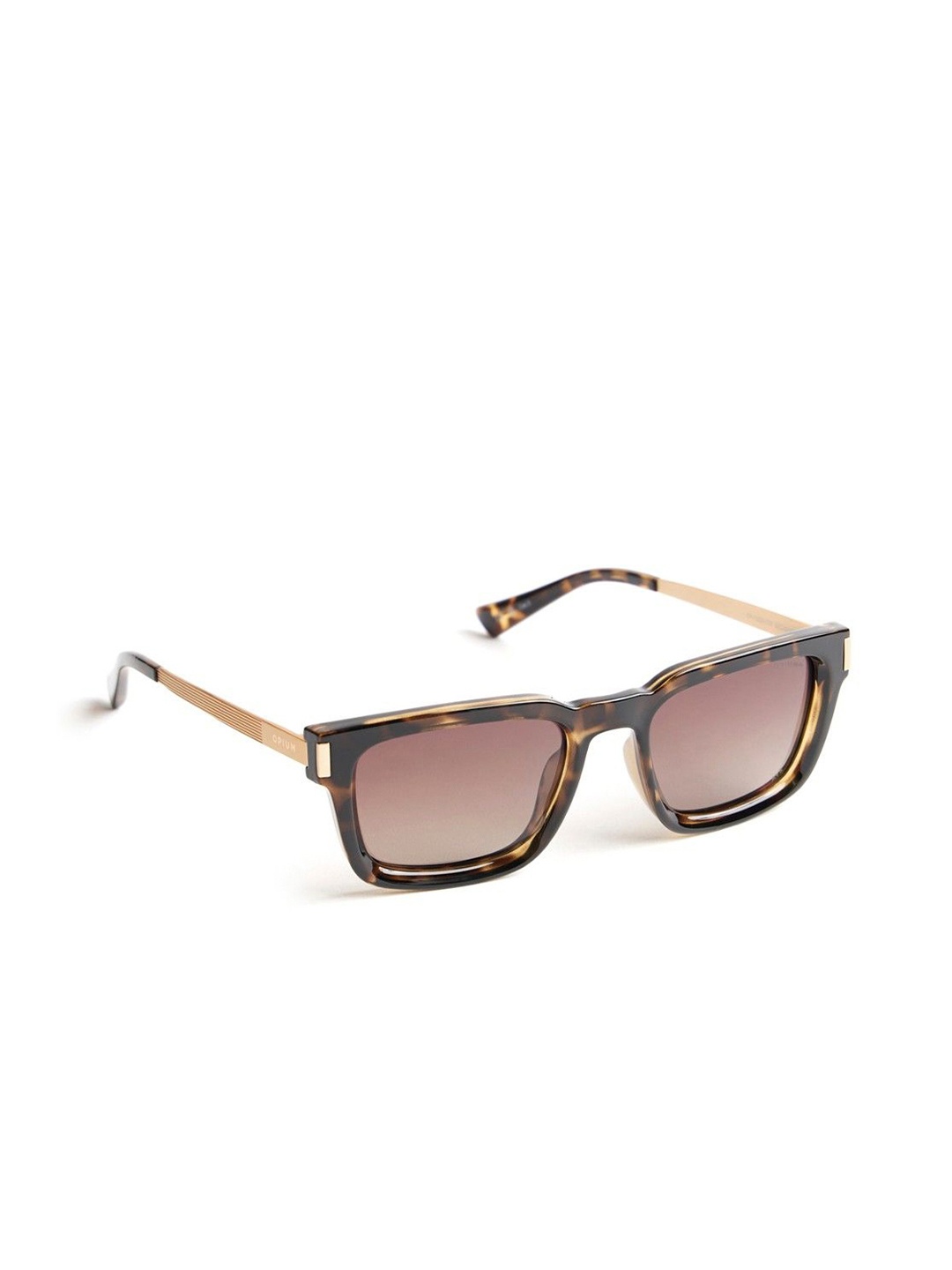 

OPIUM Men Rectangle Sunglasses with Polarised and UV Protected Lens, Brown