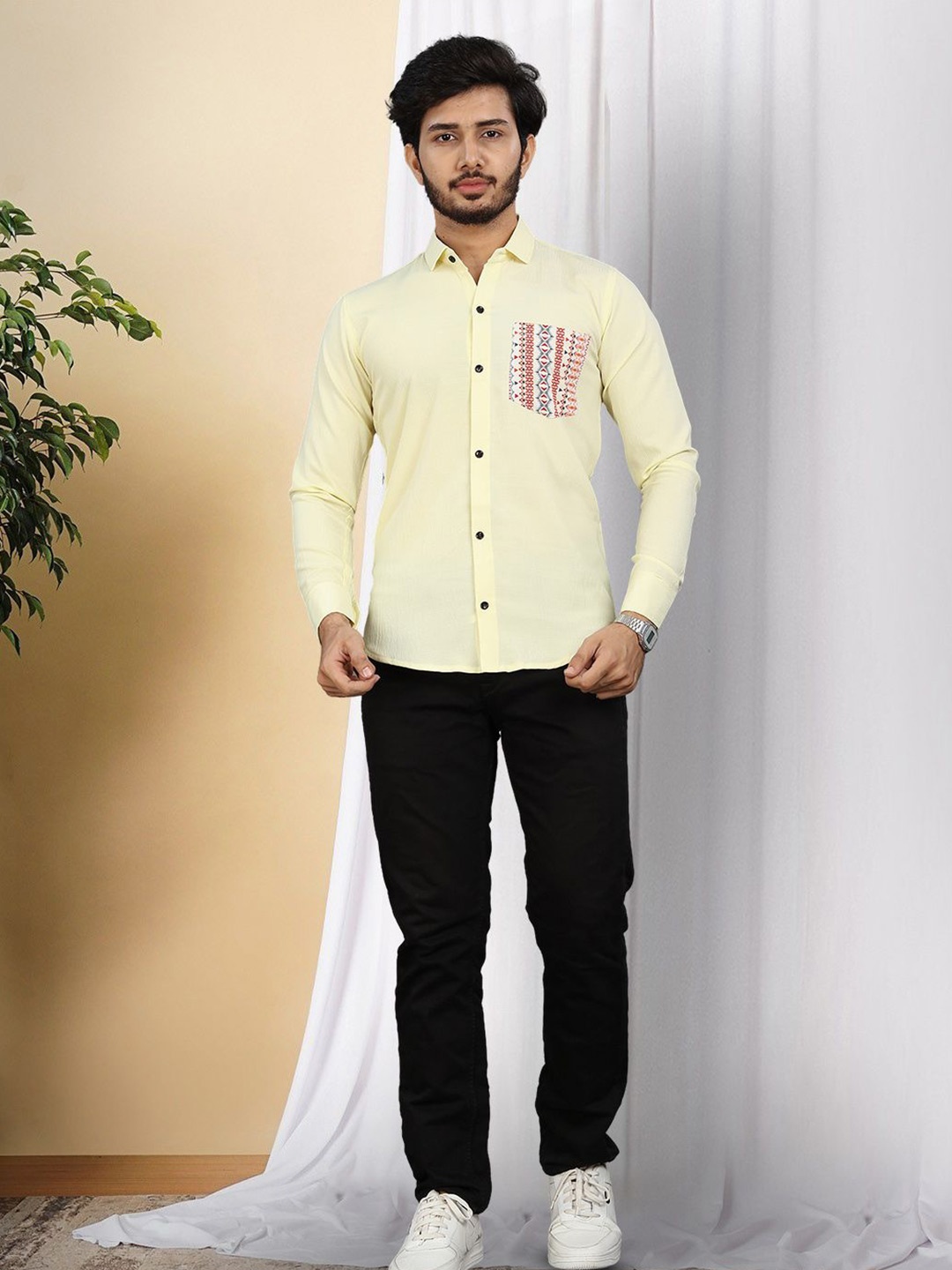 

Moda Rapido Men Original Opaque Casual Shirt, Yellow